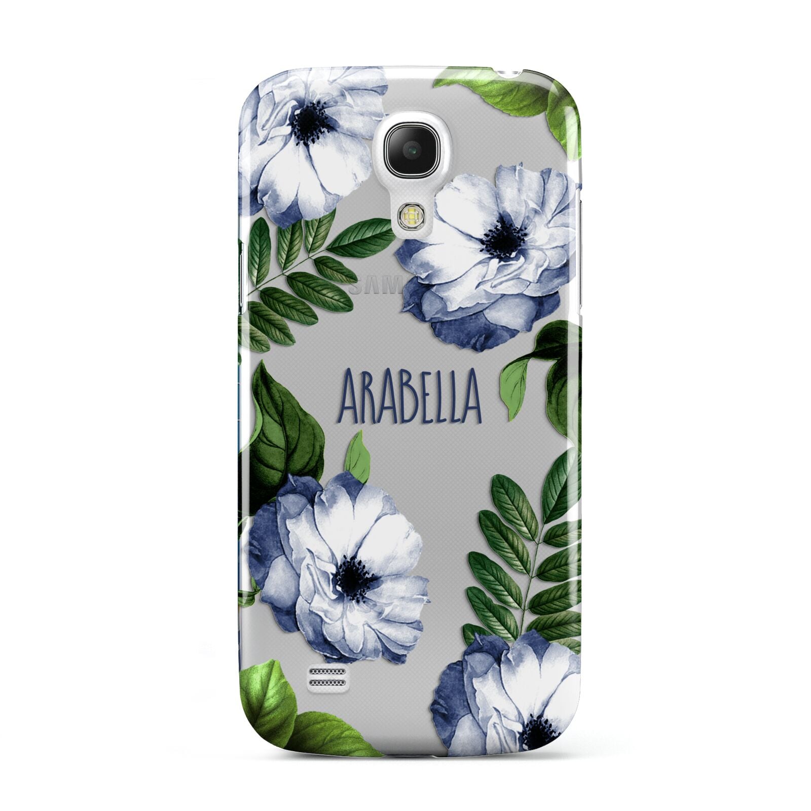 Blue Floral Personalised Samsung Galaxy S4 Mini Case