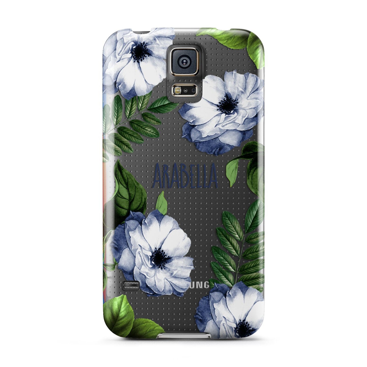 Blue Floral Personalised Samsung Galaxy S5 Case