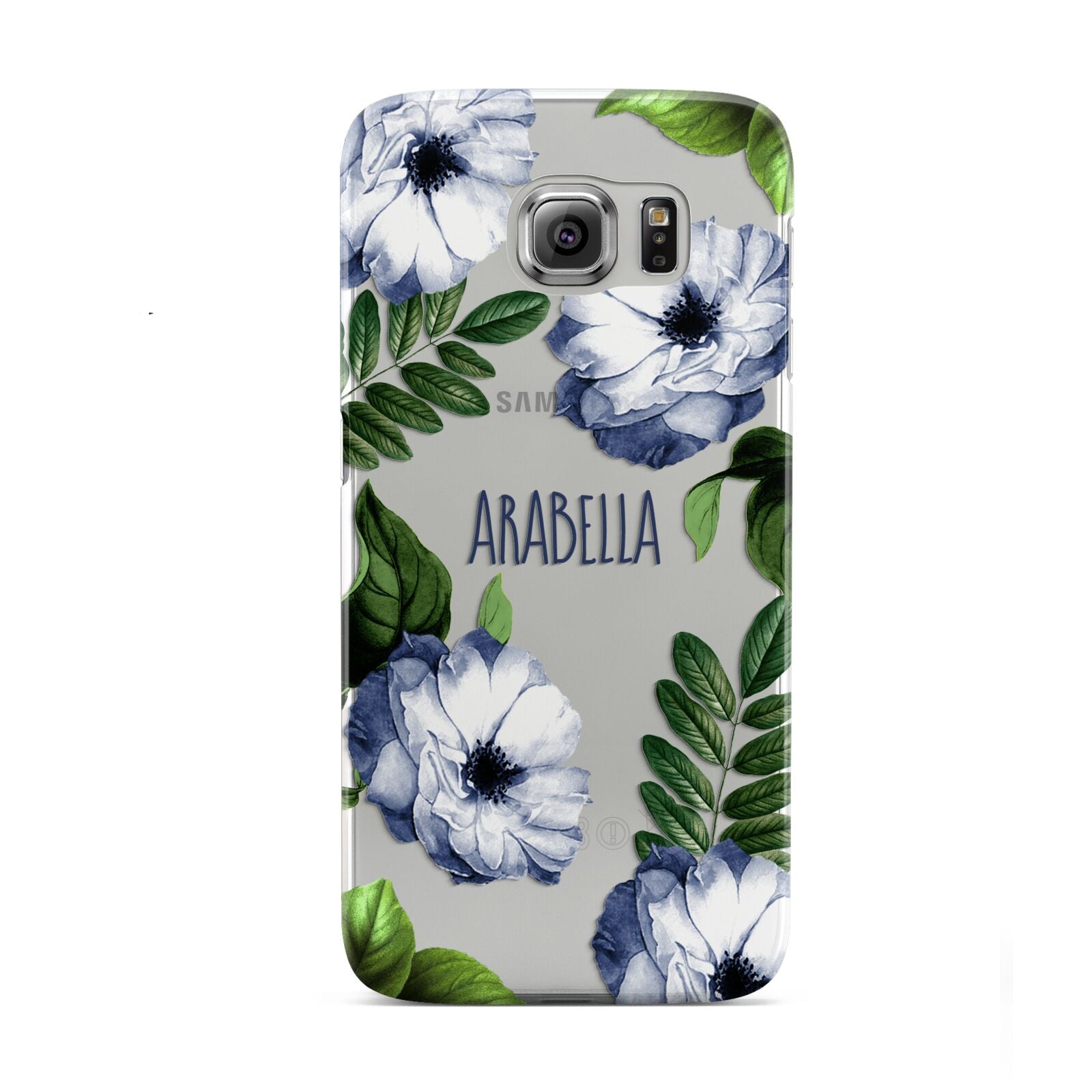 Blue Floral Personalised Samsung Galaxy S6 Case