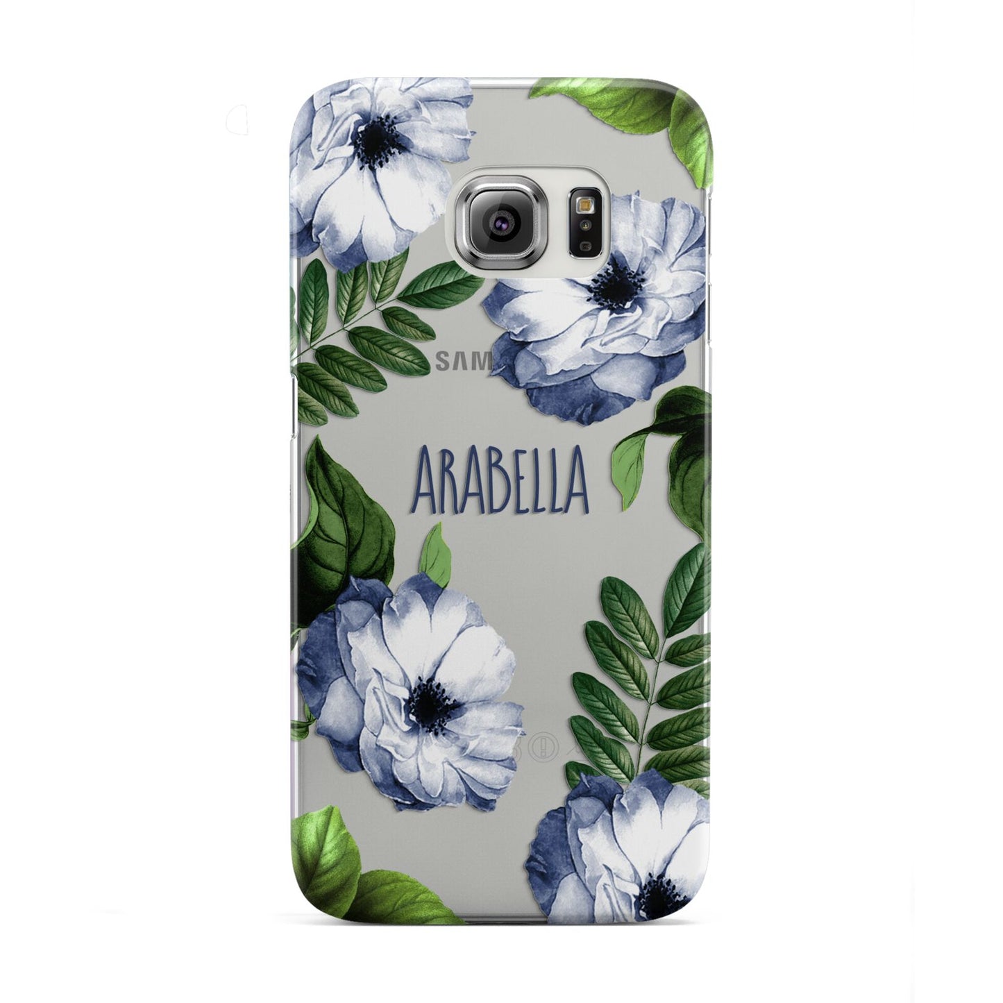 Blue Floral Personalised Samsung Galaxy S6 Edge Case