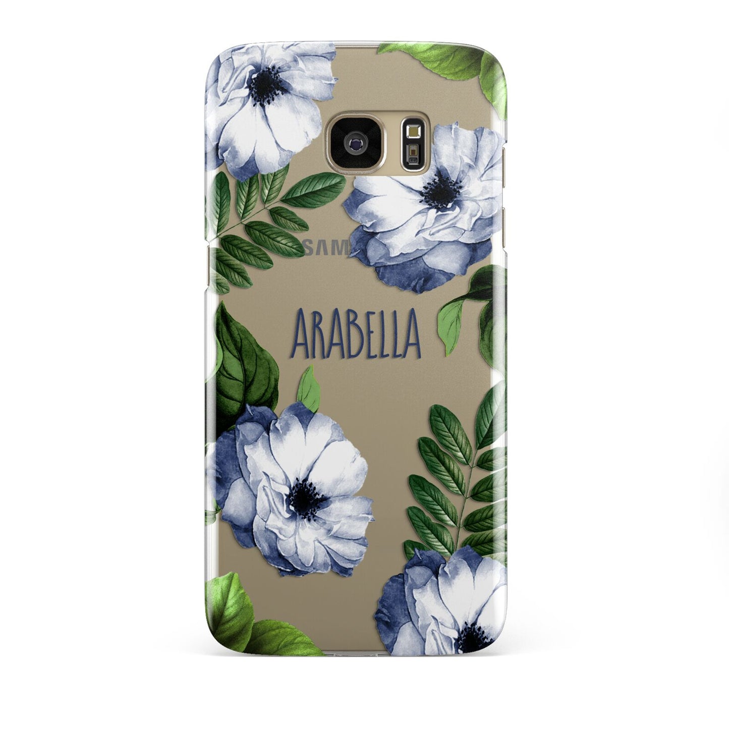 Blue Floral Personalised Samsung Galaxy S7 Edge Case