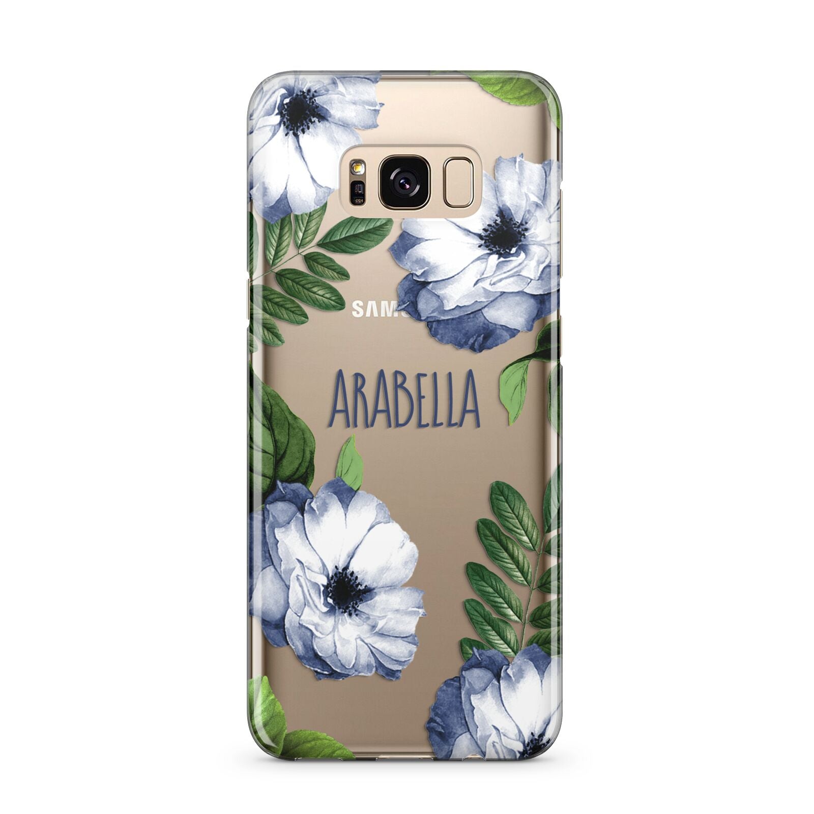 Blue Floral Personalised Samsung Galaxy S8 Plus Case