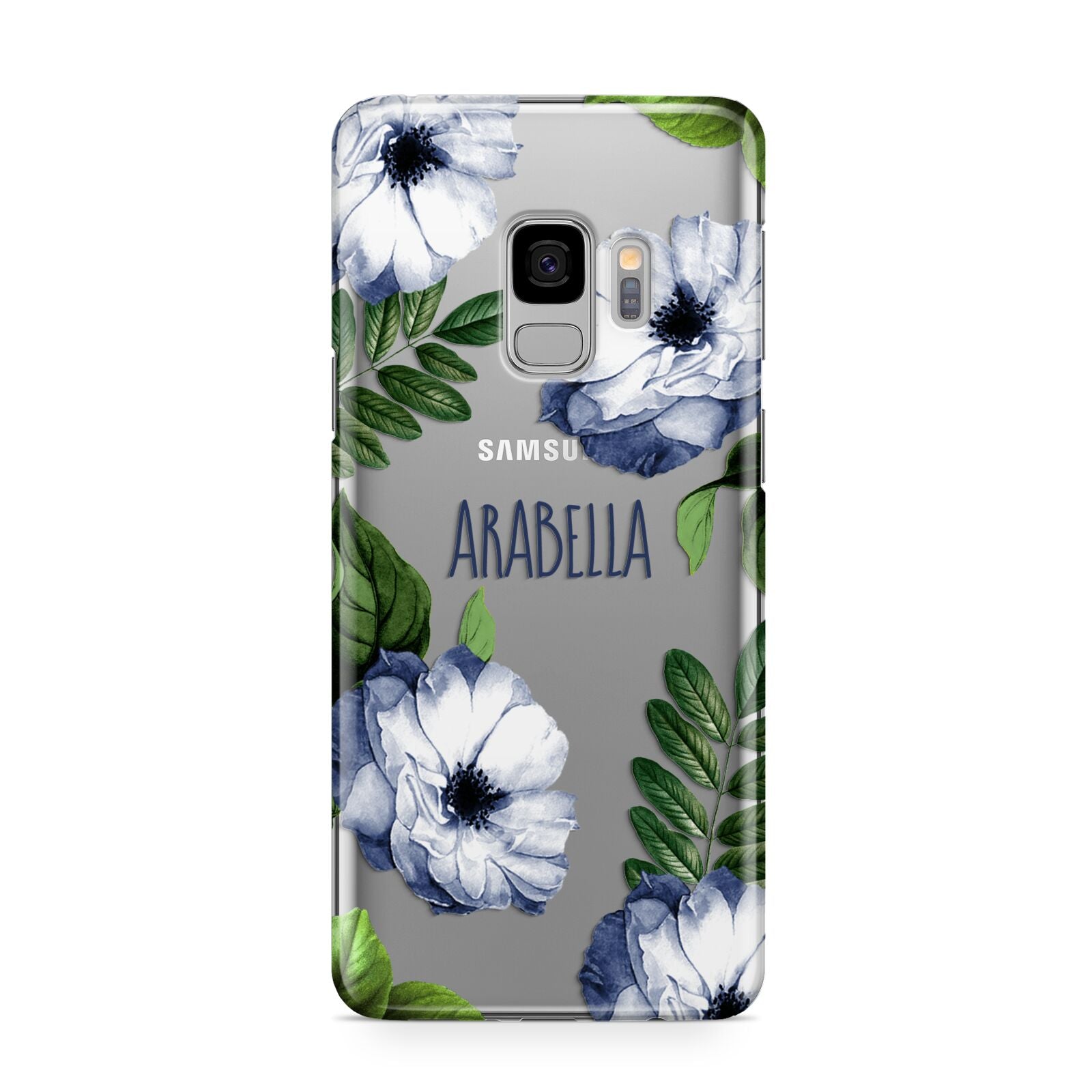 Blue Floral Personalised Samsung Galaxy S9 Case