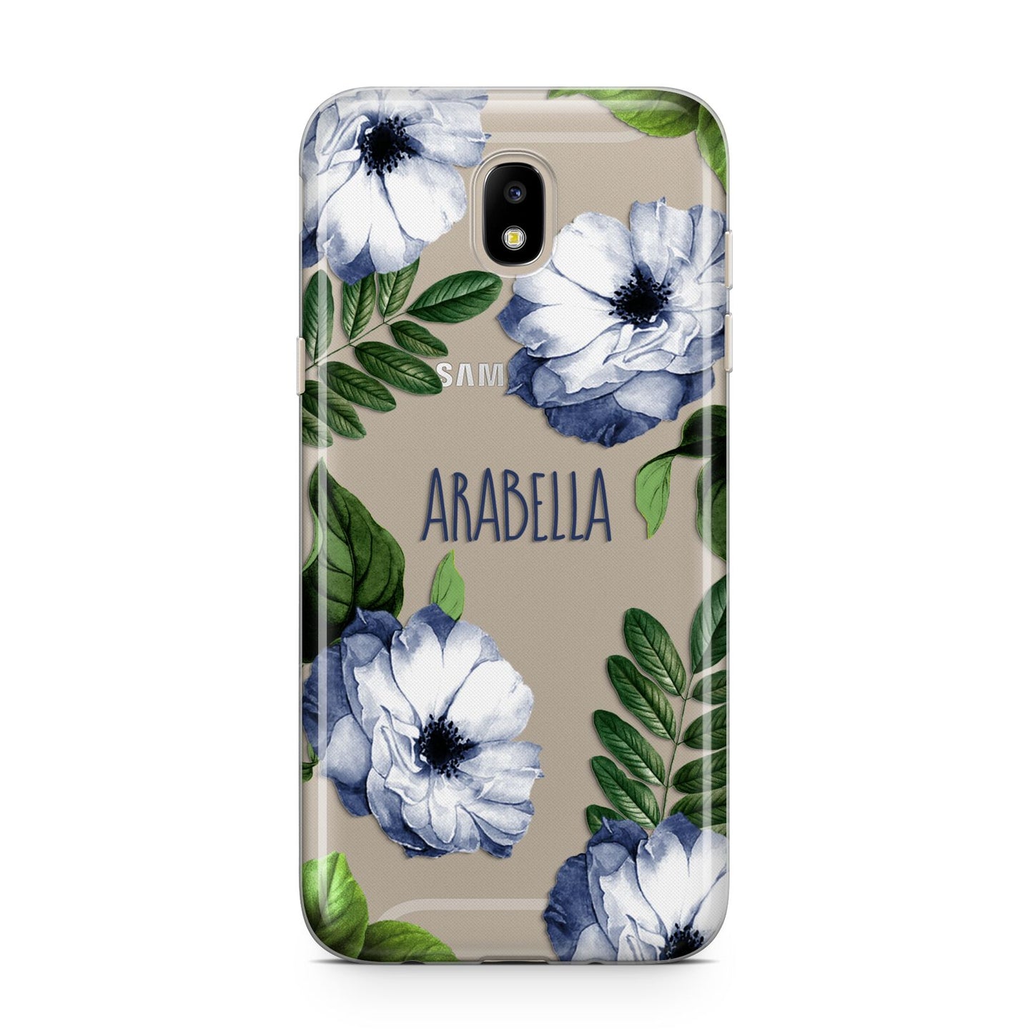 Blue Floral Personalised Samsung J5 2017 Case