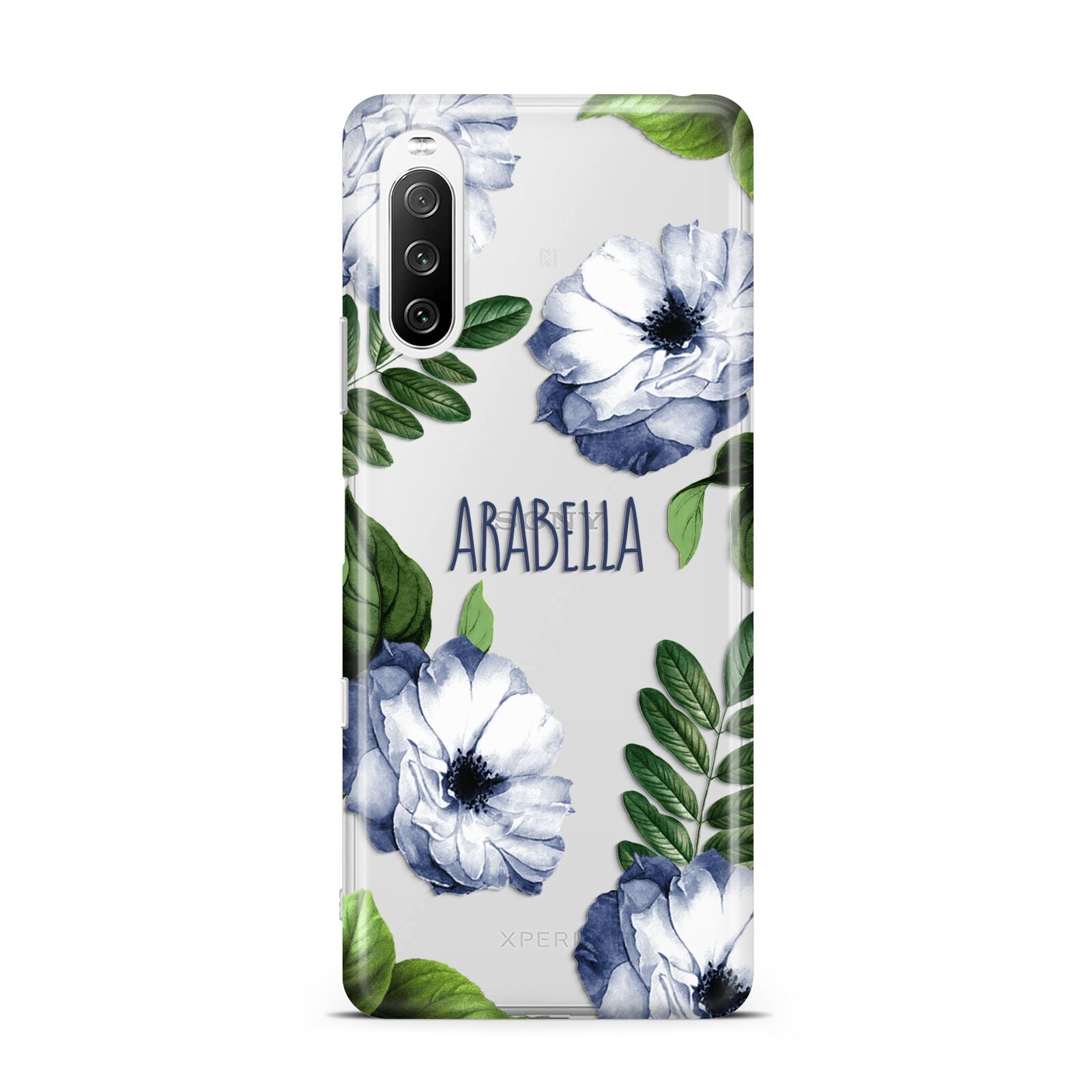 Blue Floral Personalised Sony Xperia 10 III Case