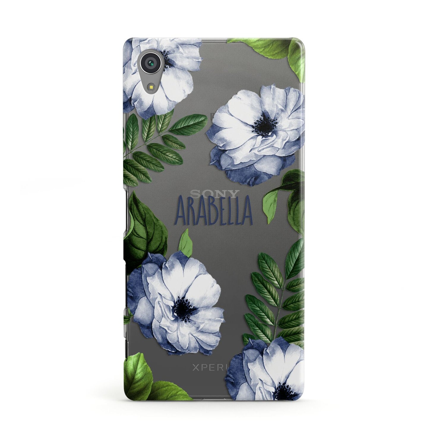 Blue Floral Personalised Sony Xperia Case