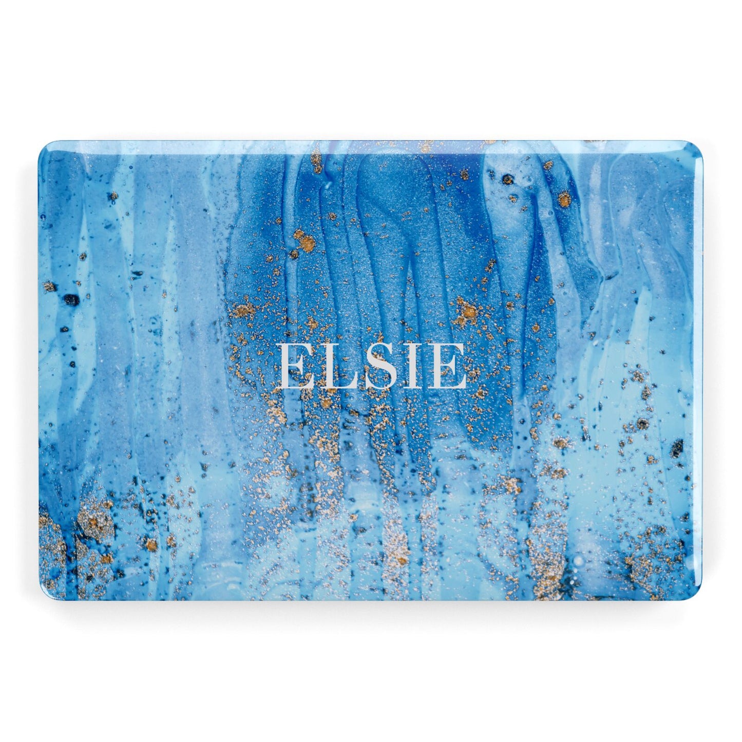 Blue Gold Marble Personalised Apple MacBook Case