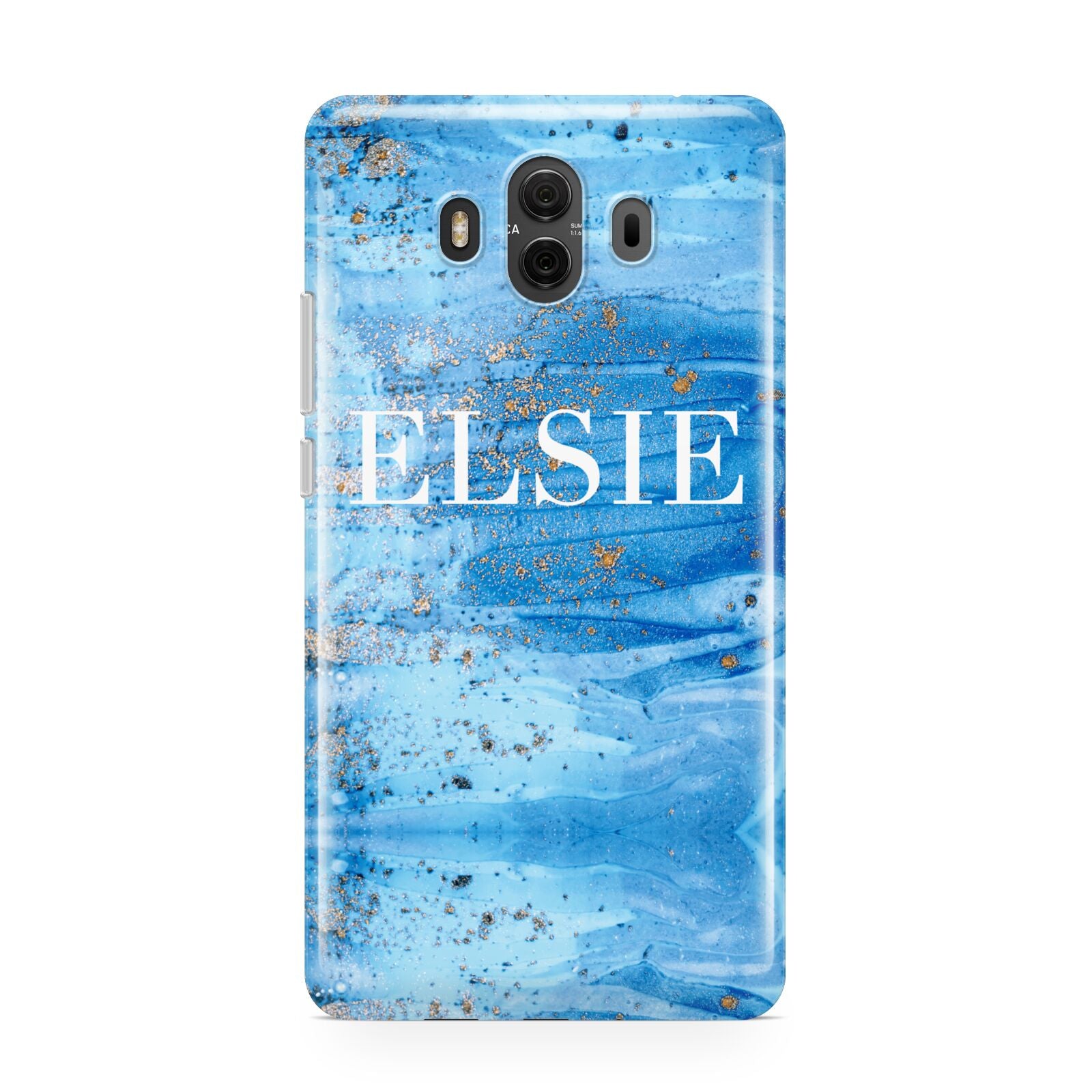 Blue Gold Marble Personalised Huawei Mate 10 Protective Phone Case