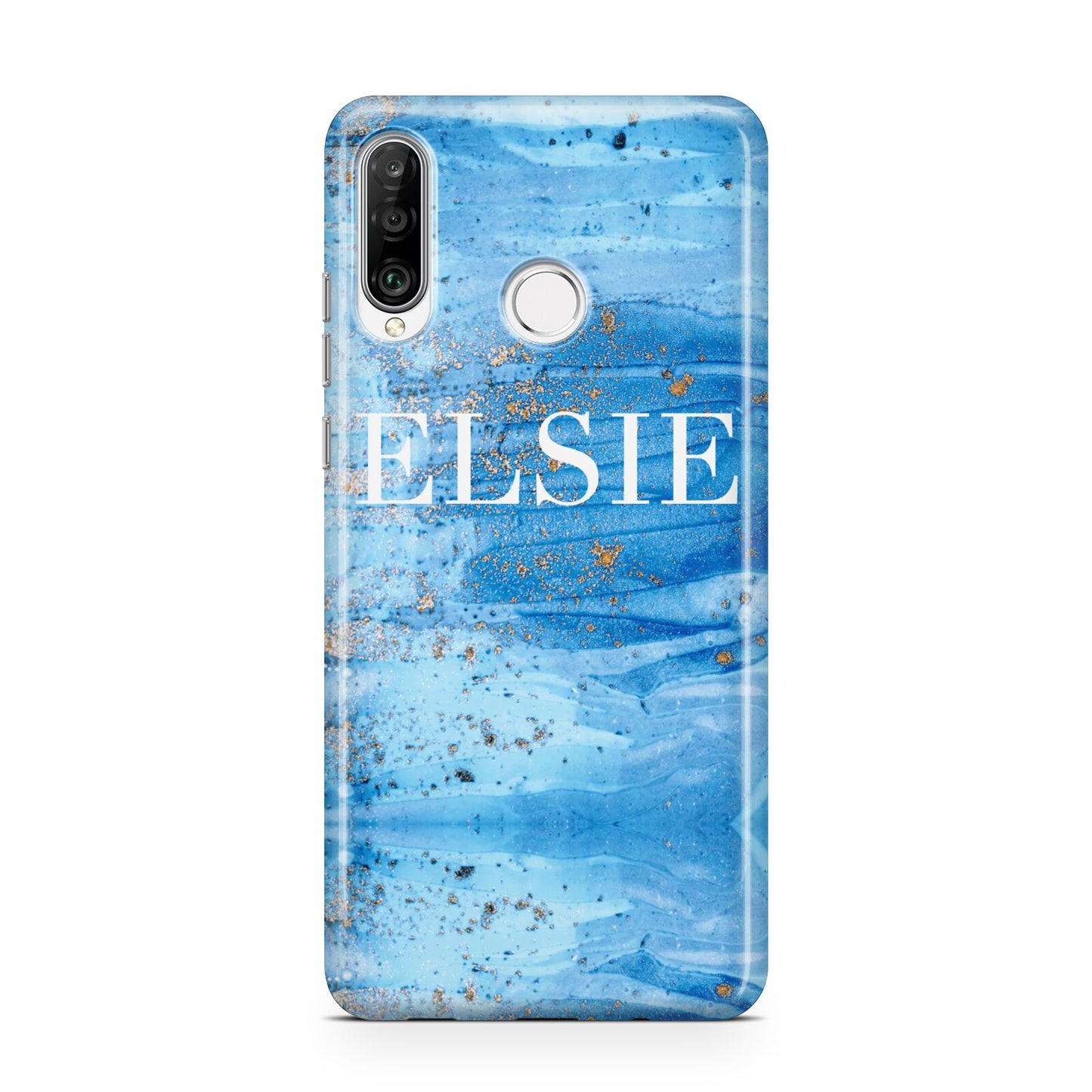 Blue Gold Marble Personalised Huawei P30 Lite Phone Case