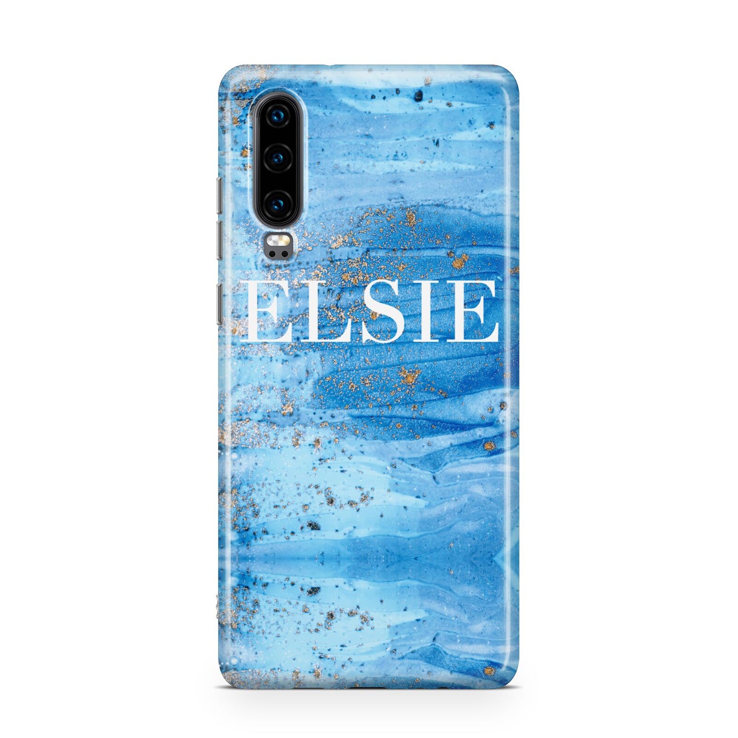 Blue Gold Marble Personalised Huawei P30 Phone Case