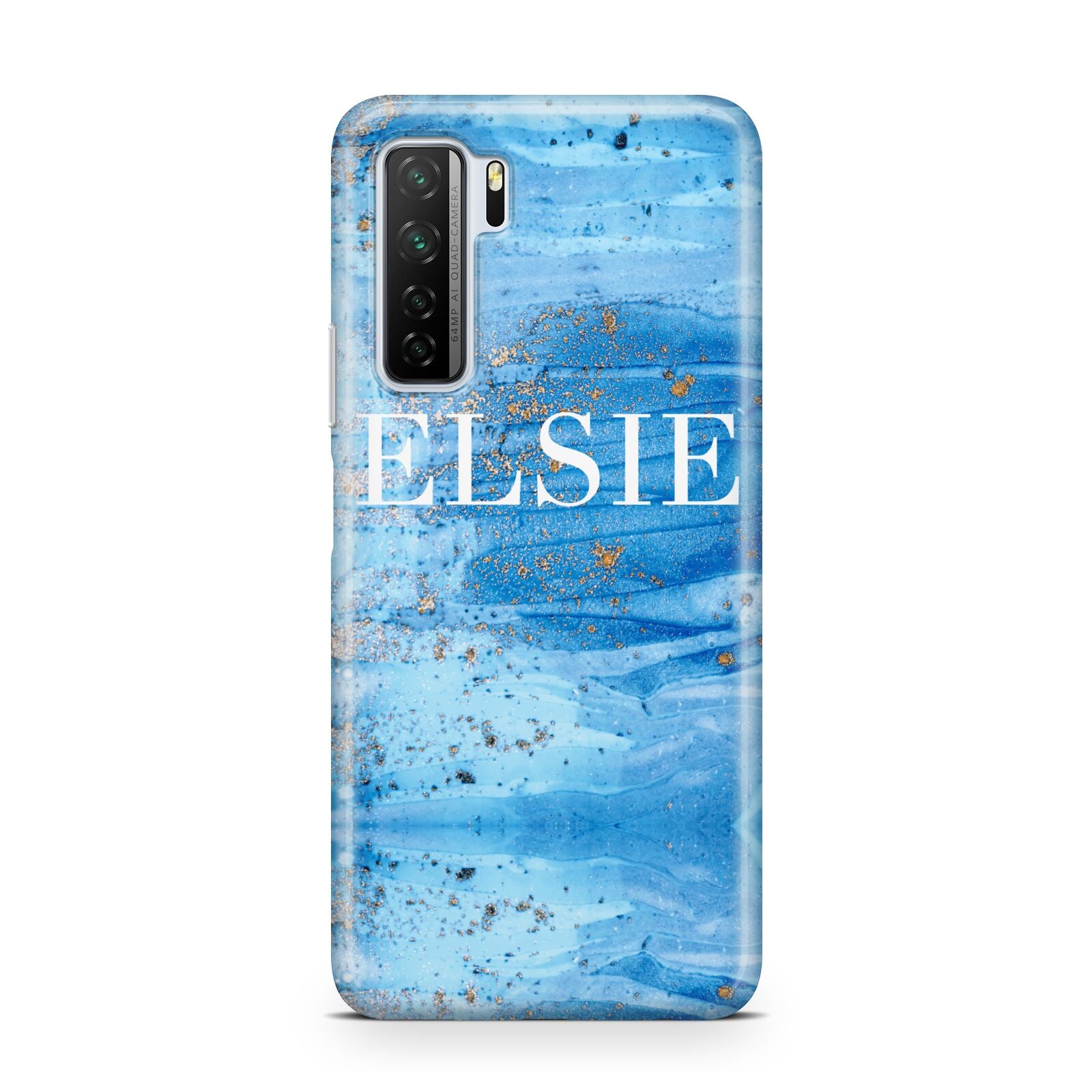 Blue Gold Marble Personalised Huawei P40 Lite 5G Phone Case