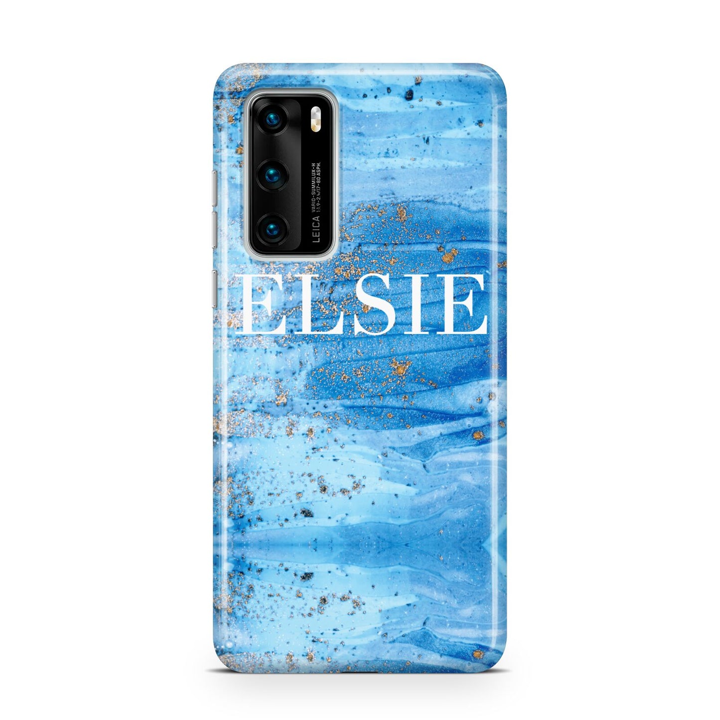 Blue Gold Marble Personalised Huawei P40 Phone Case