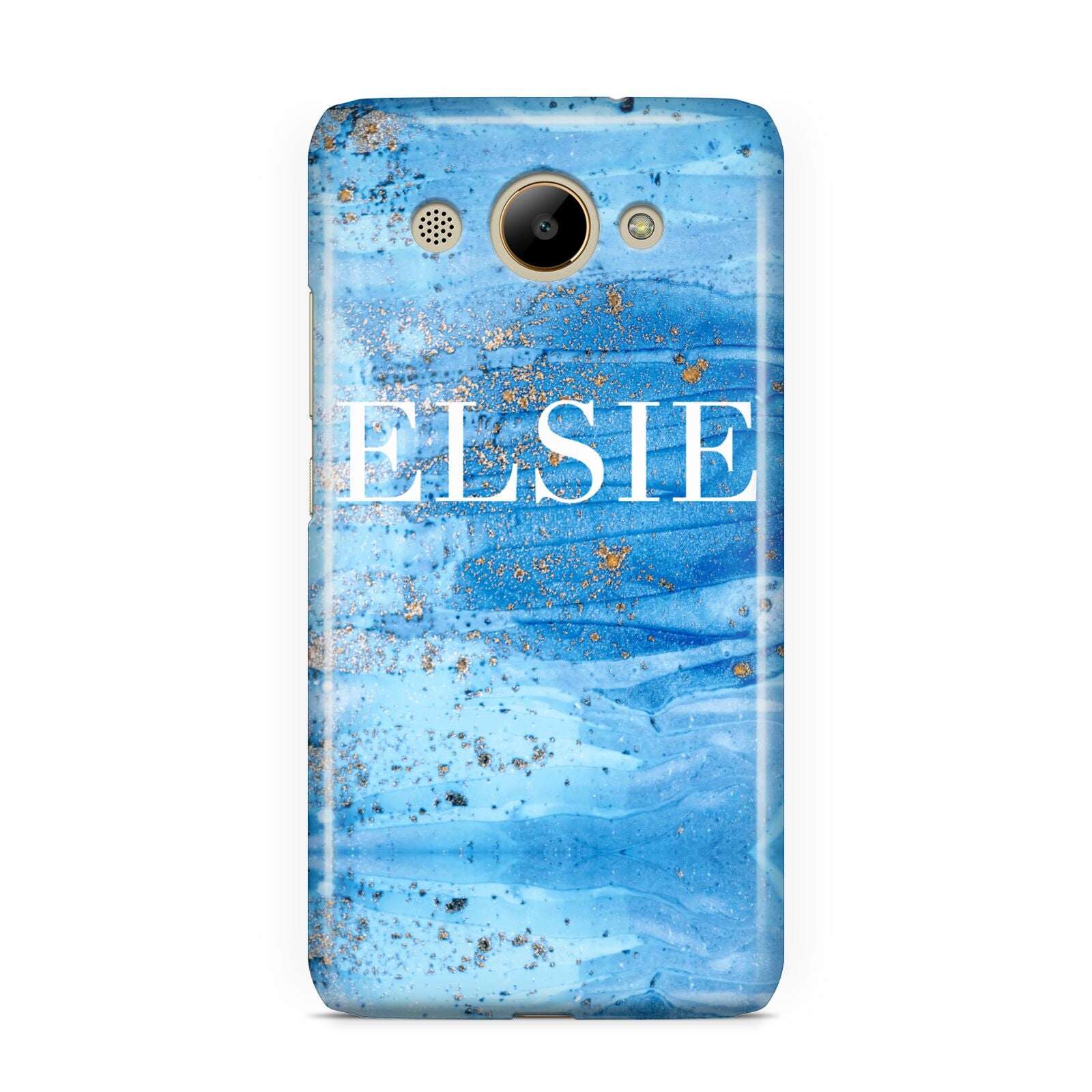 Blue Gold Marble Personalised Huawei Y3 2017