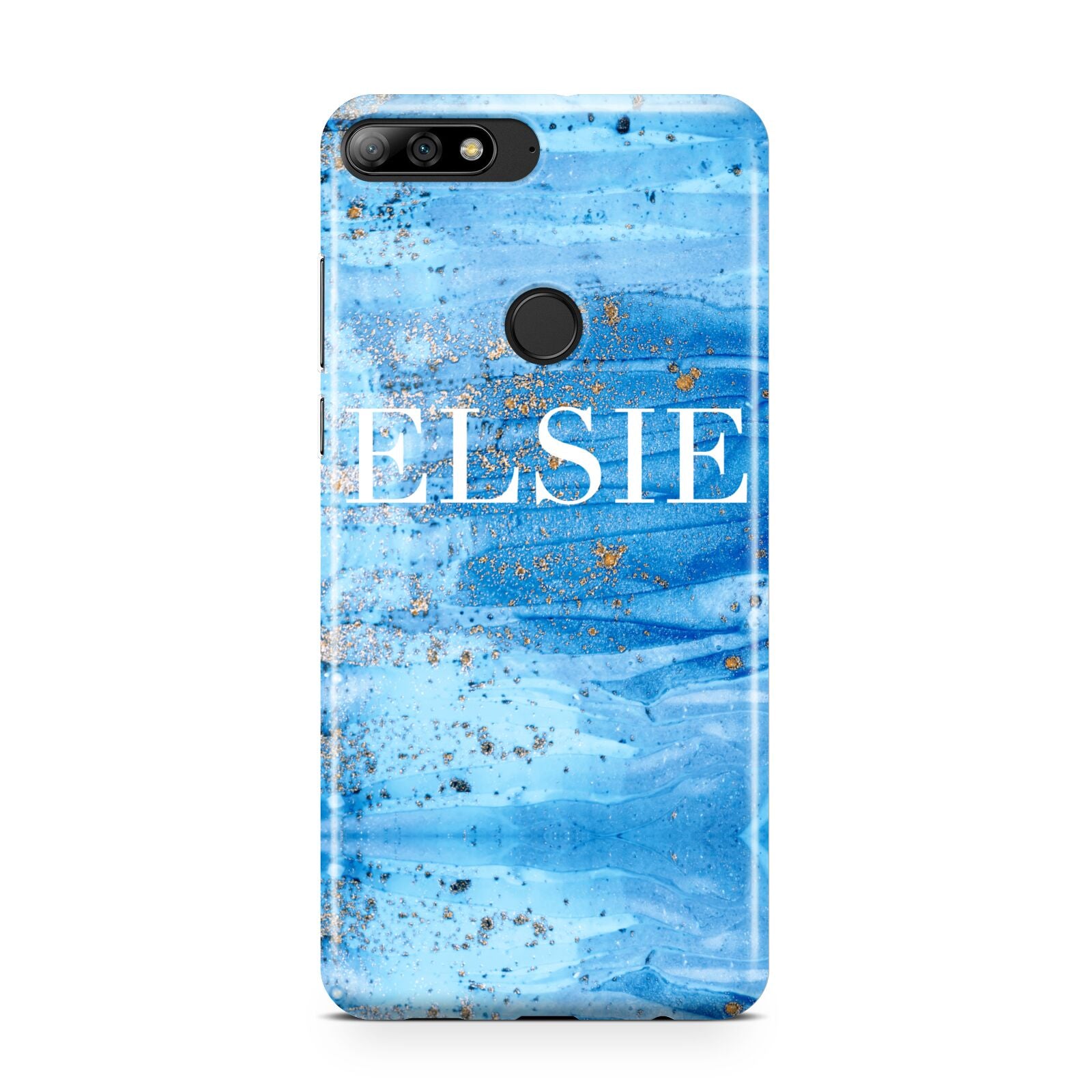 Blue Gold Marble Personalised Huawei Y7 2018