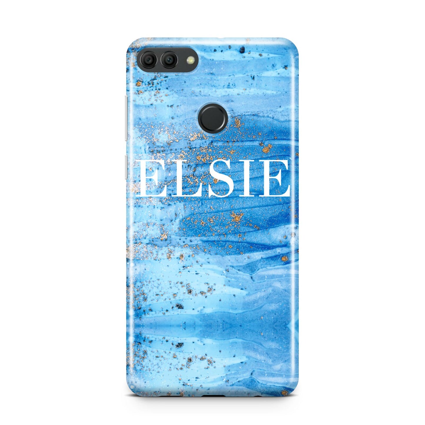 Blue Gold Marble Personalised Huawei Y9 2018