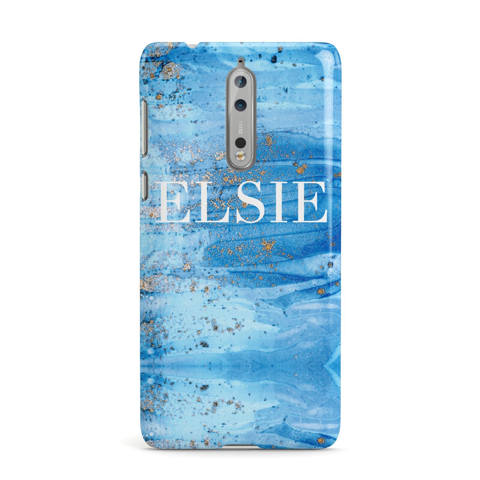 Blue Gold Marble Personalised Nokia Case