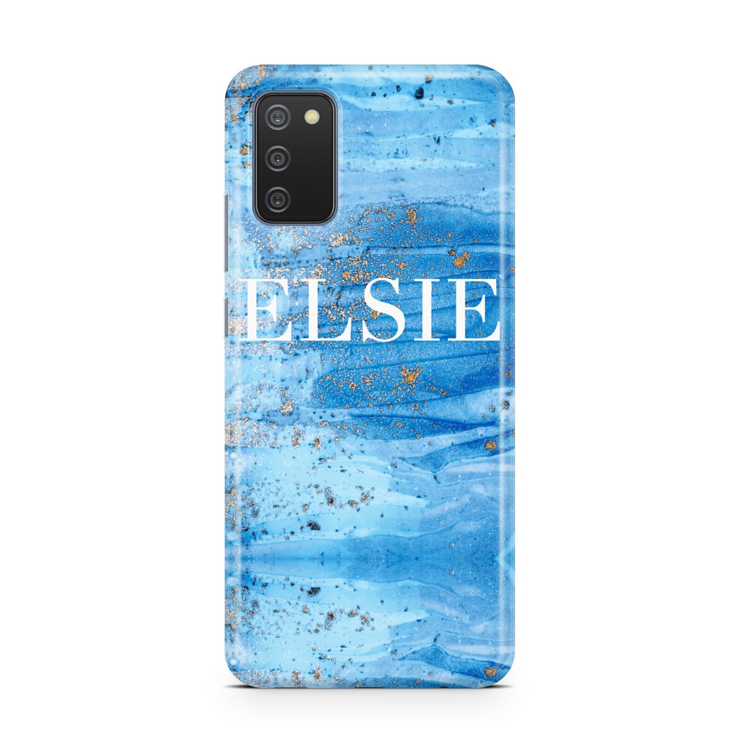 Blue Gold Marble Personalised Samsung A02s Case