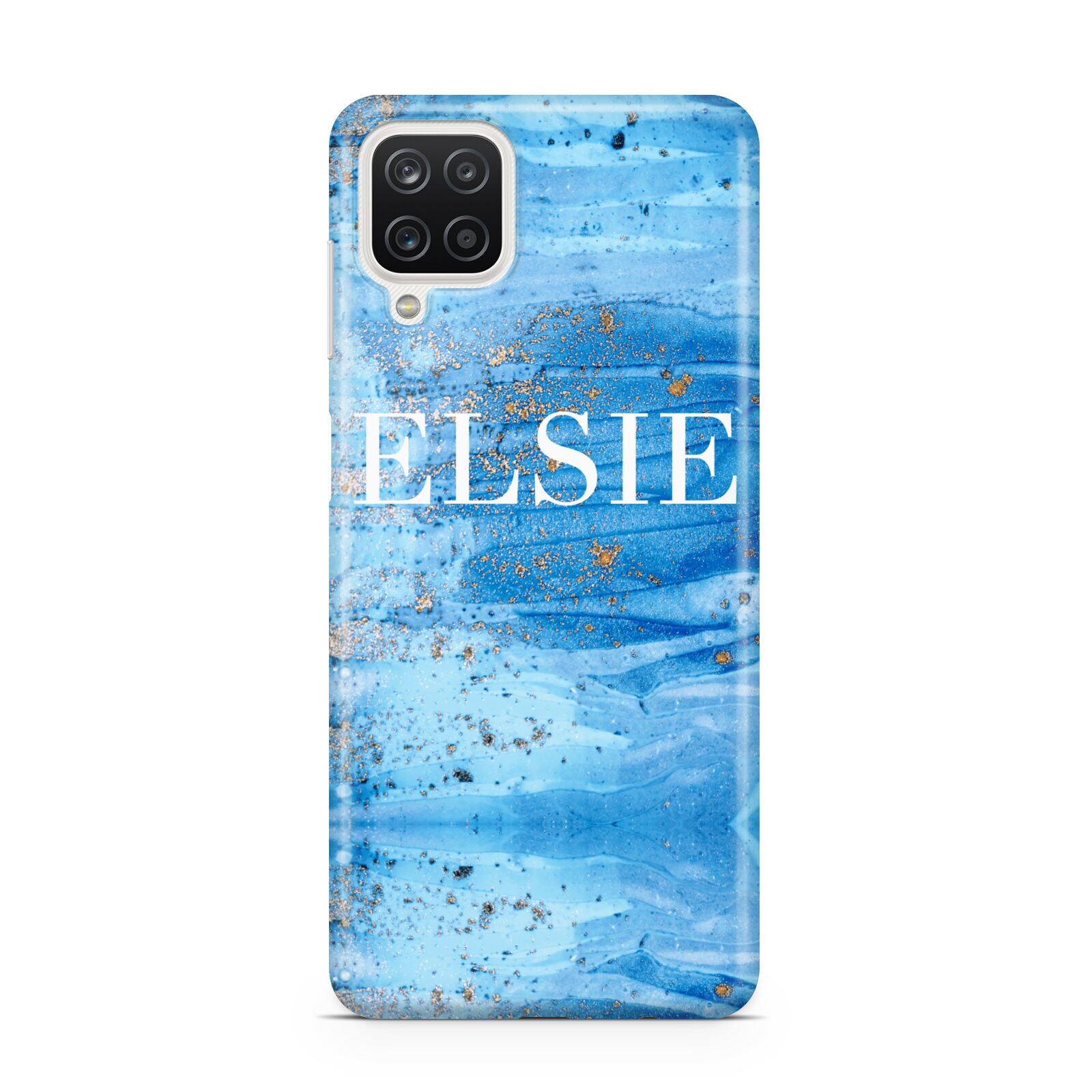 Blue Gold Marble Personalised Samsung A12 Case