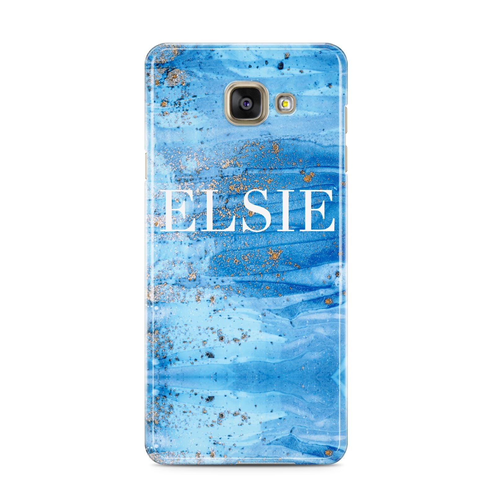 Blue Gold Marble Personalised Samsung Galaxy A3 2016 Case on gold phone