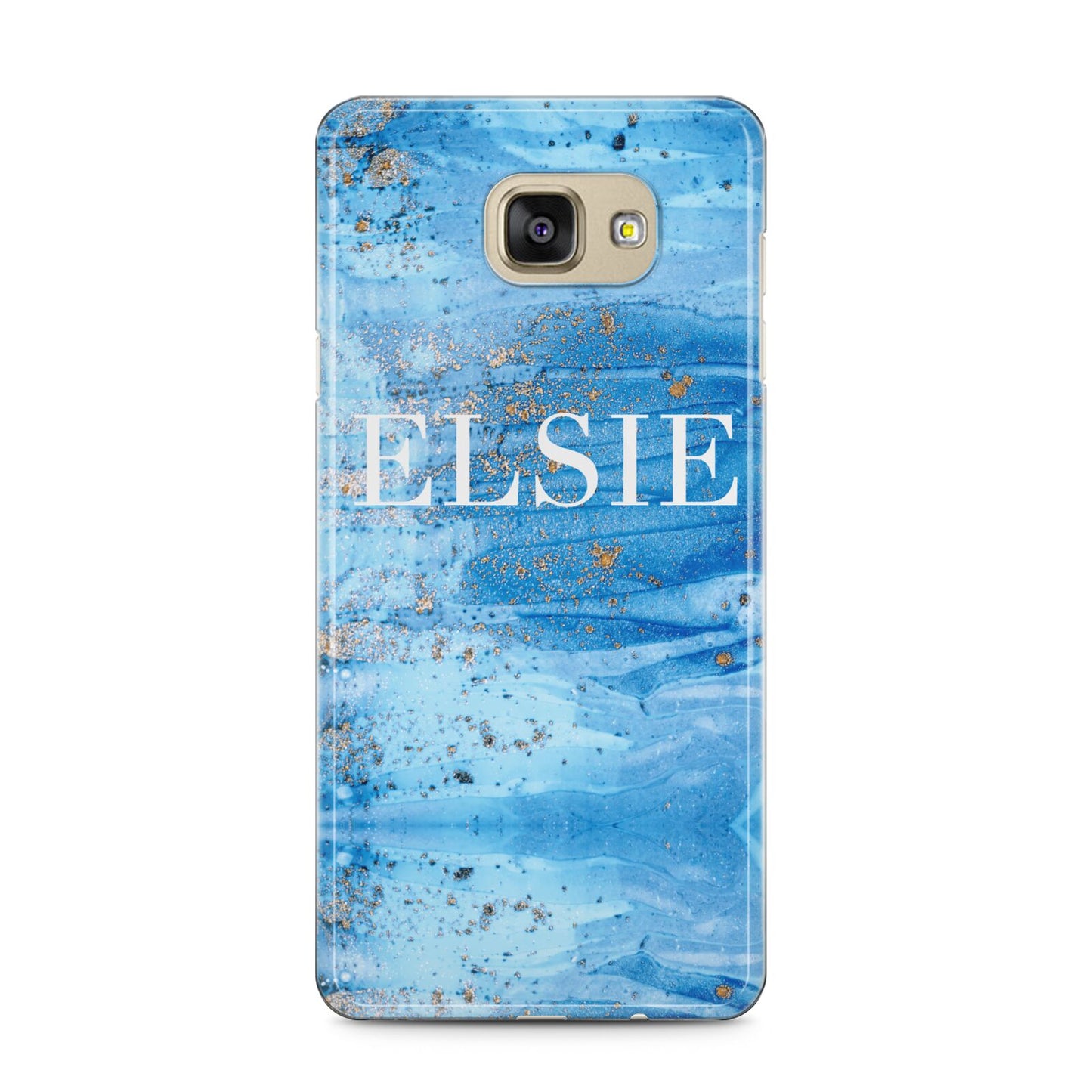 Blue Gold Marble Personalised Samsung Galaxy A5 2016 Case on gold phone