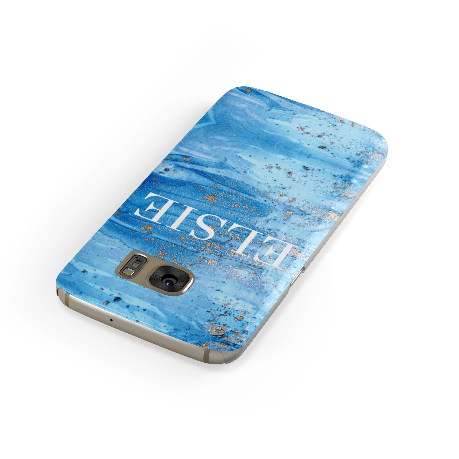 Blue Gold Marble Personalised Samsung Galaxy Case Front Close Up