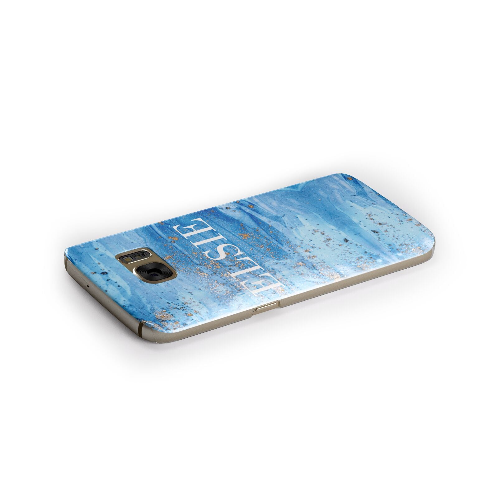 Blue Gold Marble Personalised Samsung Galaxy Case Side Close Up