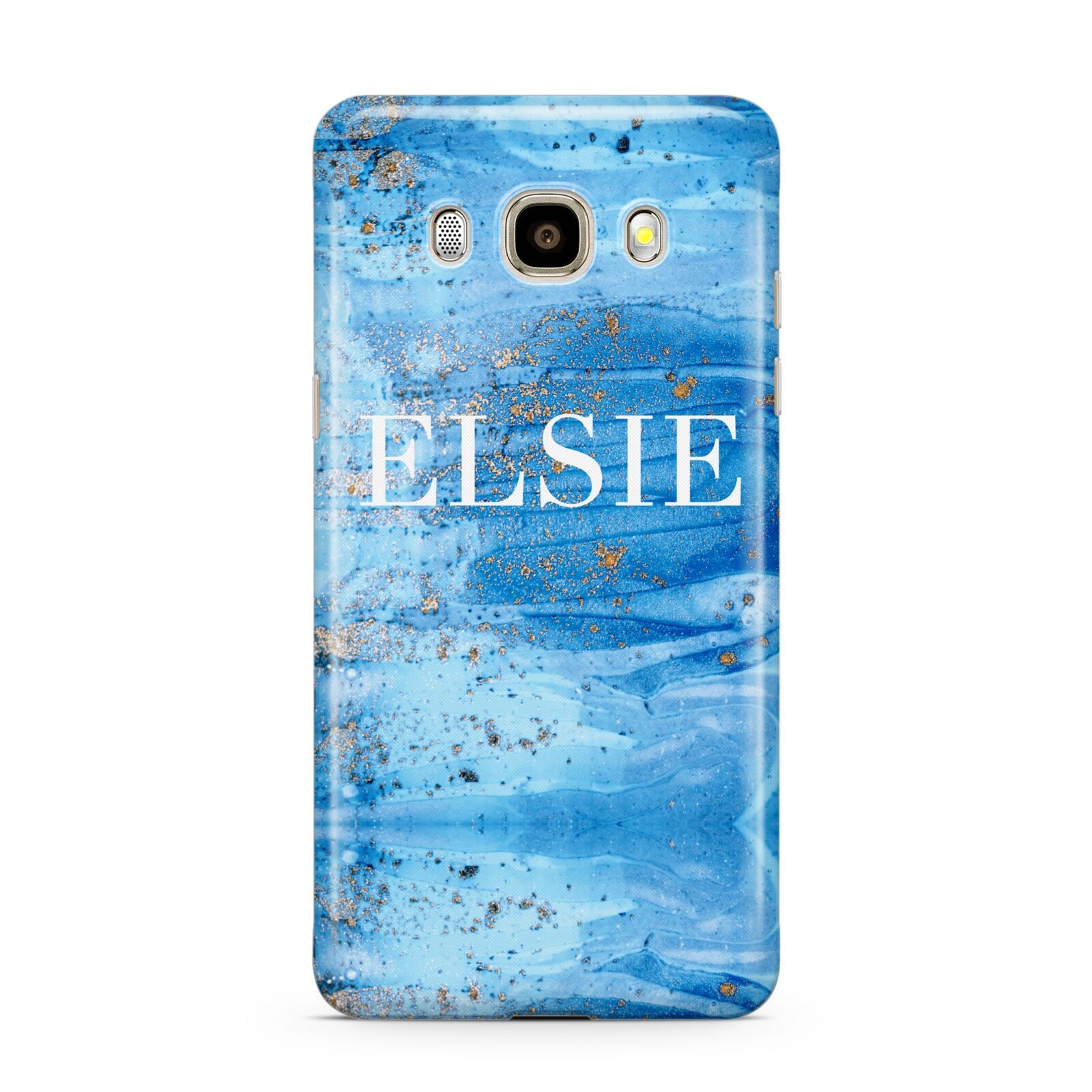 Blue Gold Marble Personalised Samsung Galaxy J7 2016 Case on gold phone