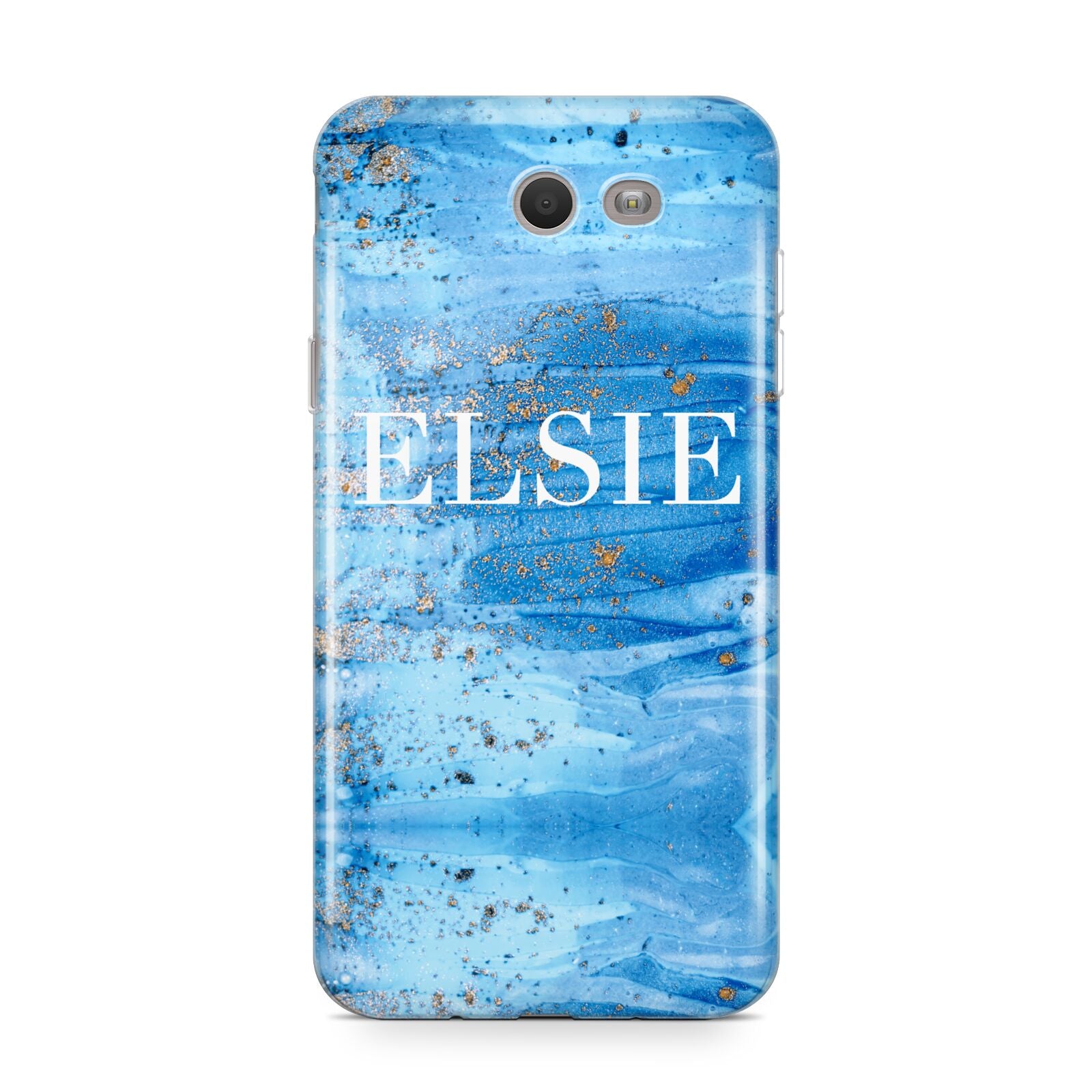 Blue Gold Marble Personalised Samsung Galaxy J7 2017 Case