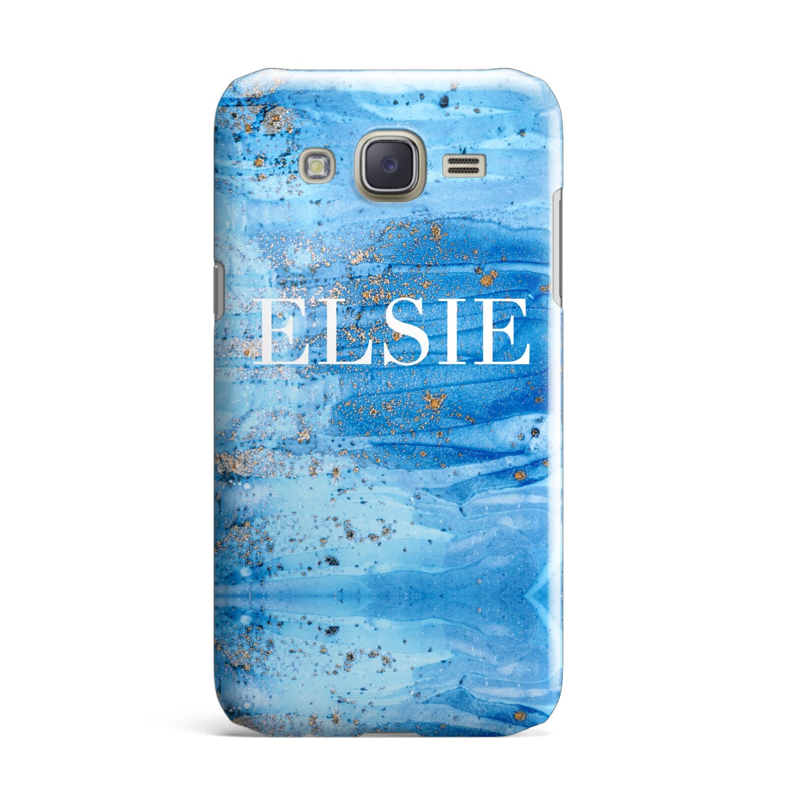 Blue Gold Marble Personalised Samsung Galaxy J7 Case