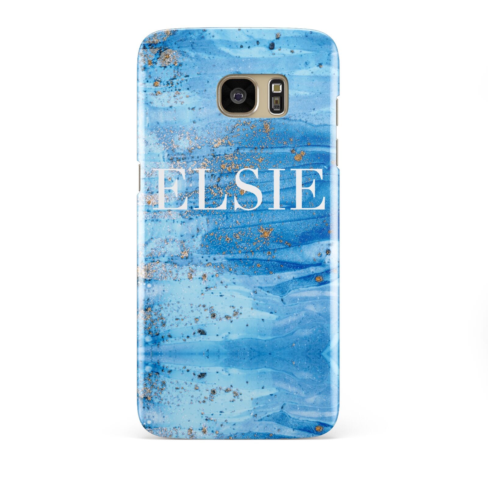 Blue Gold Marble Personalised Samsung Galaxy S7 Edge Case