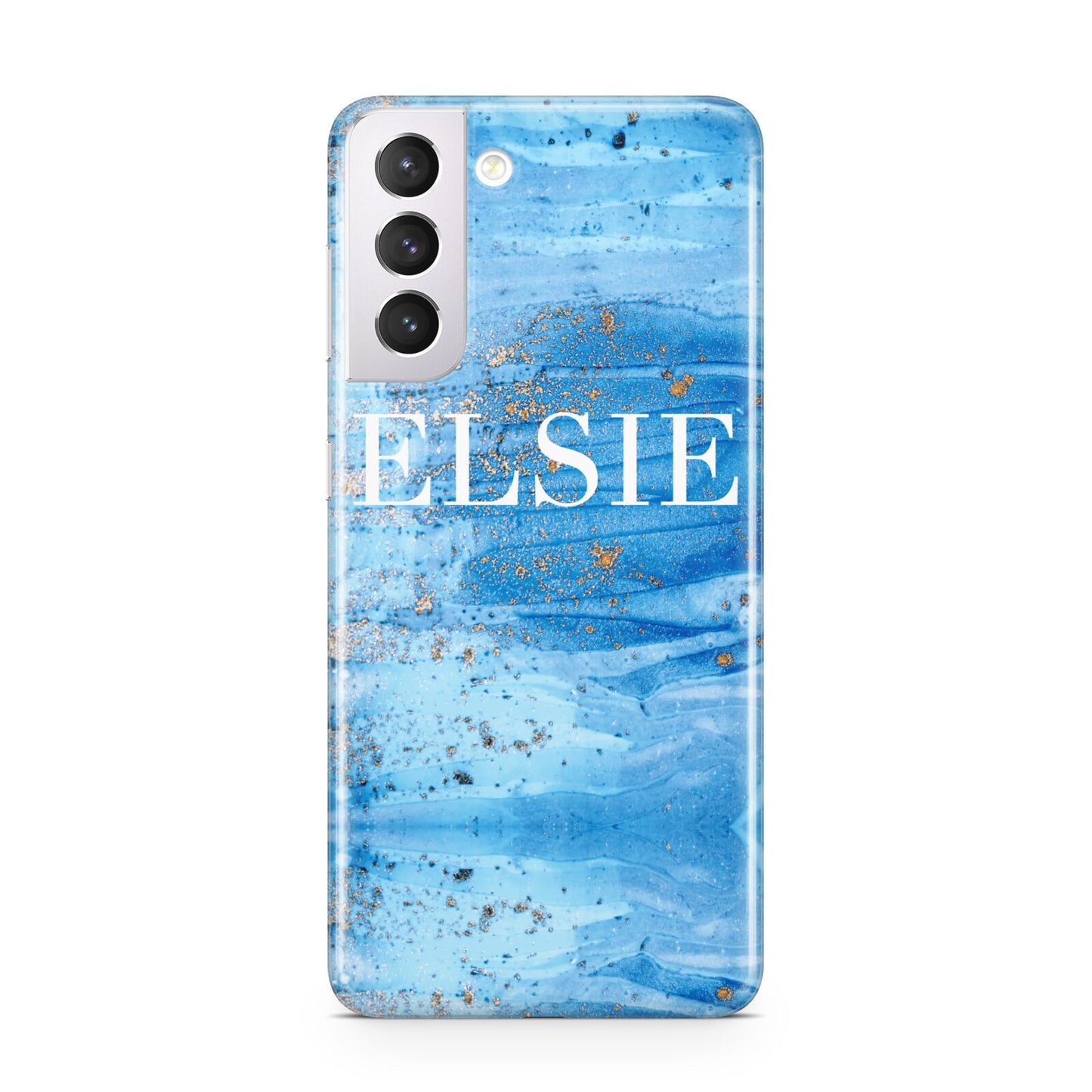 Blue Gold Marble Personalised Samsung S21 Case