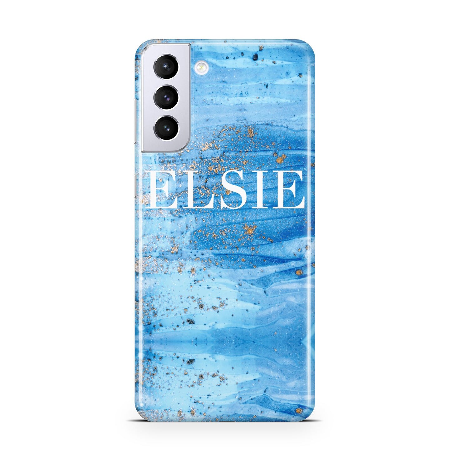 Blue Gold Marble Personalised Samsung S21 Plus Case