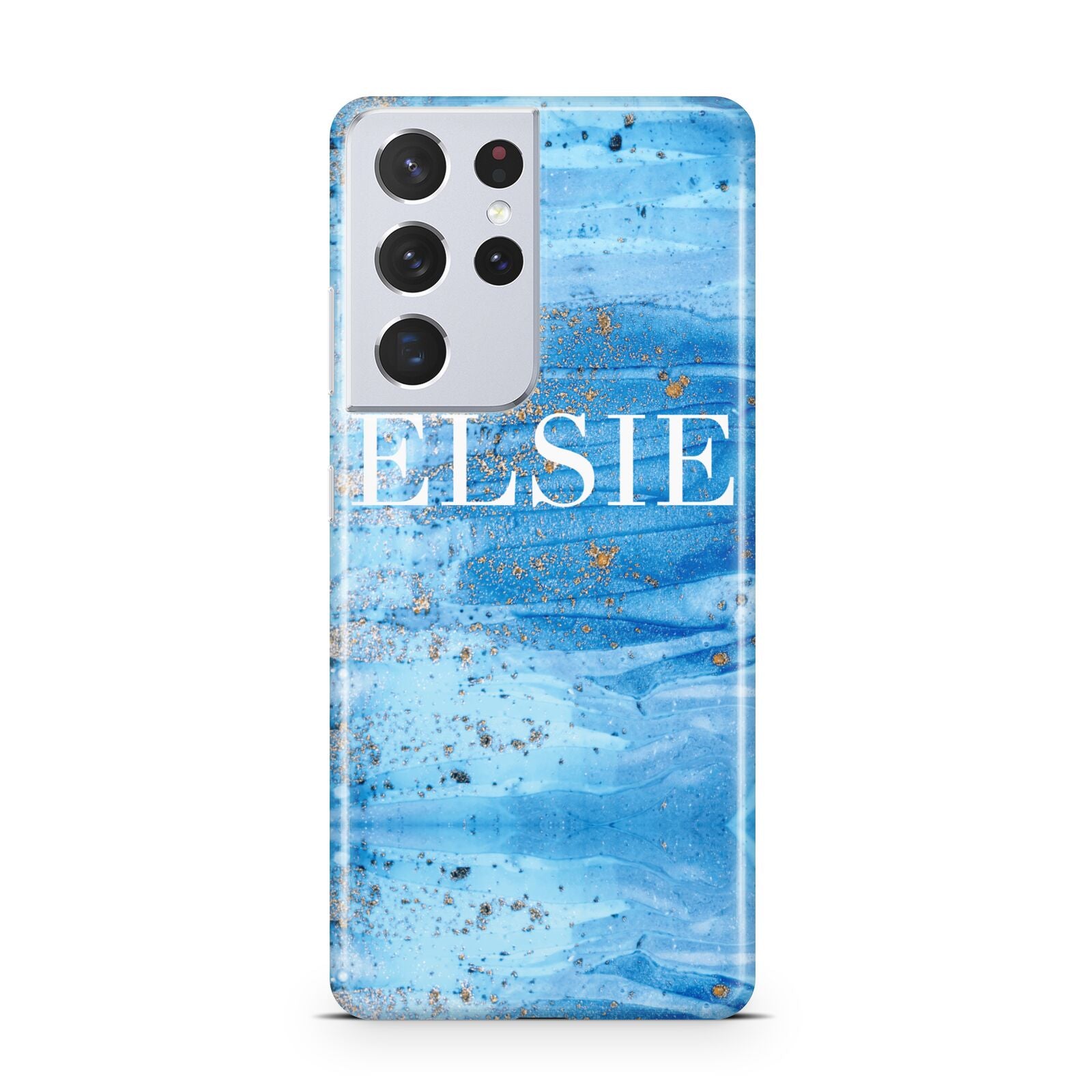 Blue Gold Marble Personalised Samsung S21 Ultra Case