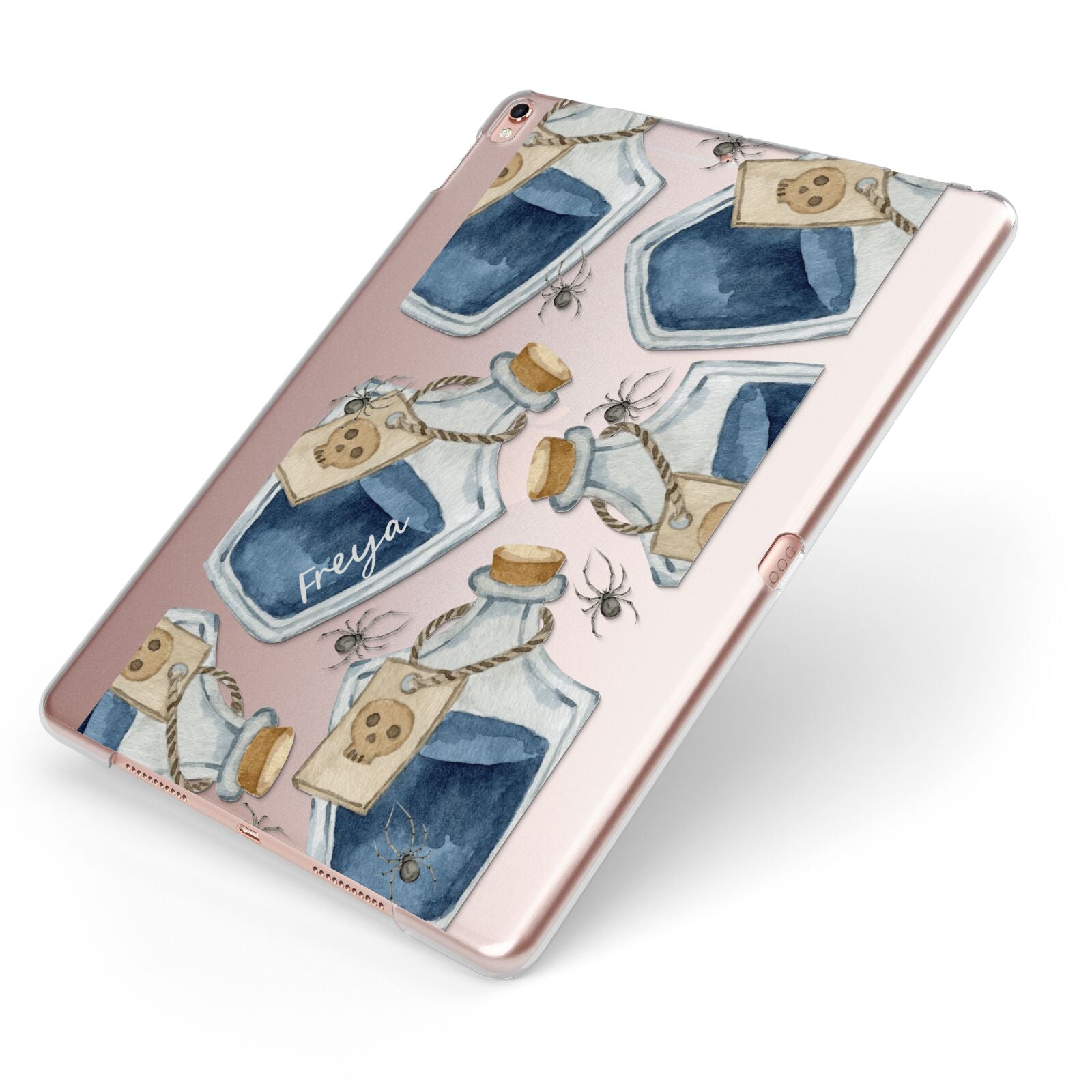 Blue Halloween Potion Apple iPad Case on Rose Gold iPad Side View