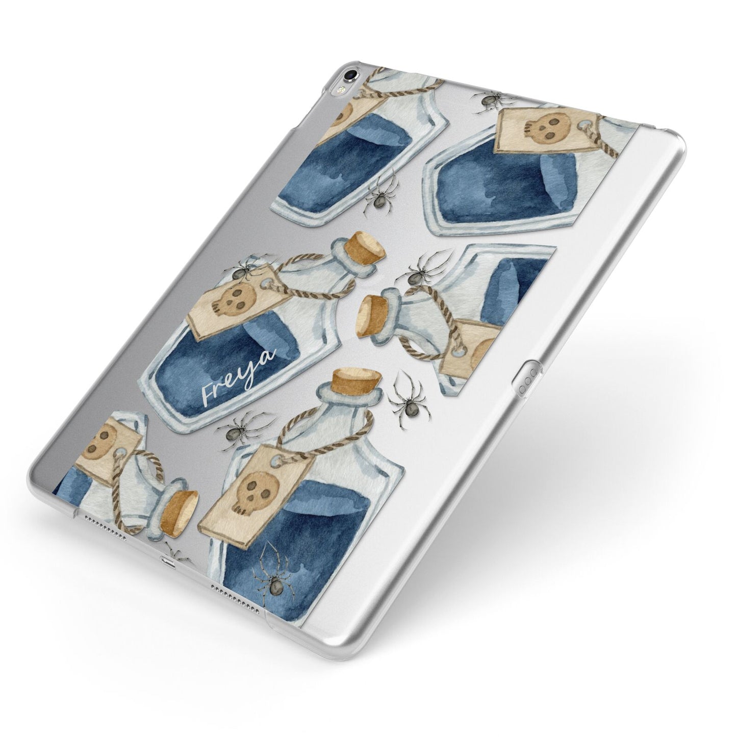 Blue Halloween Potion Apple iPad Case on Silver iPad Side View