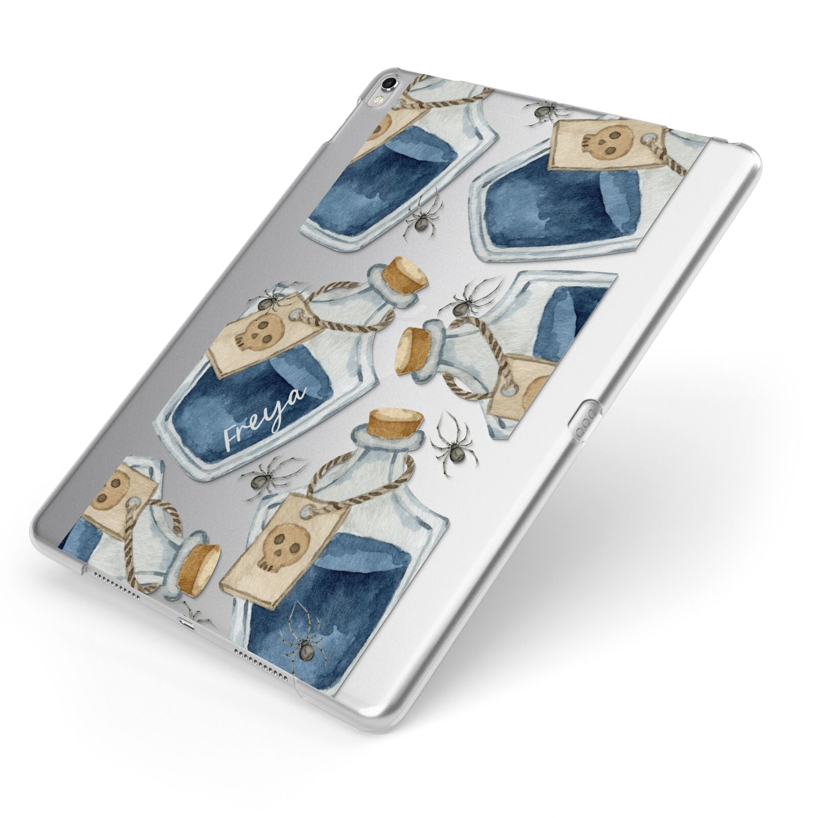 Blue Halloween Potion Apple iPad Case on Silver iPad Side View