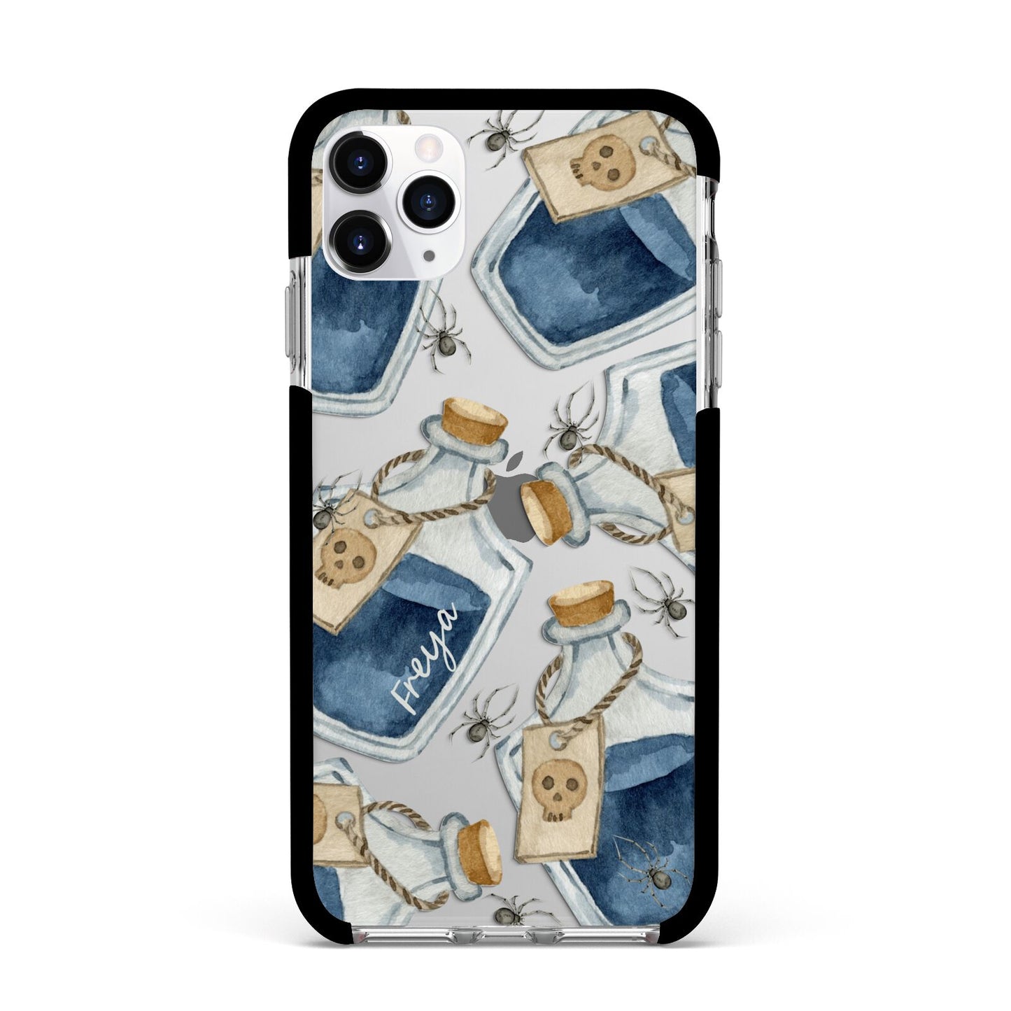 Blue Halloween Potion Apple iPhone 11 Pro Max in Silver with Black Impact Case