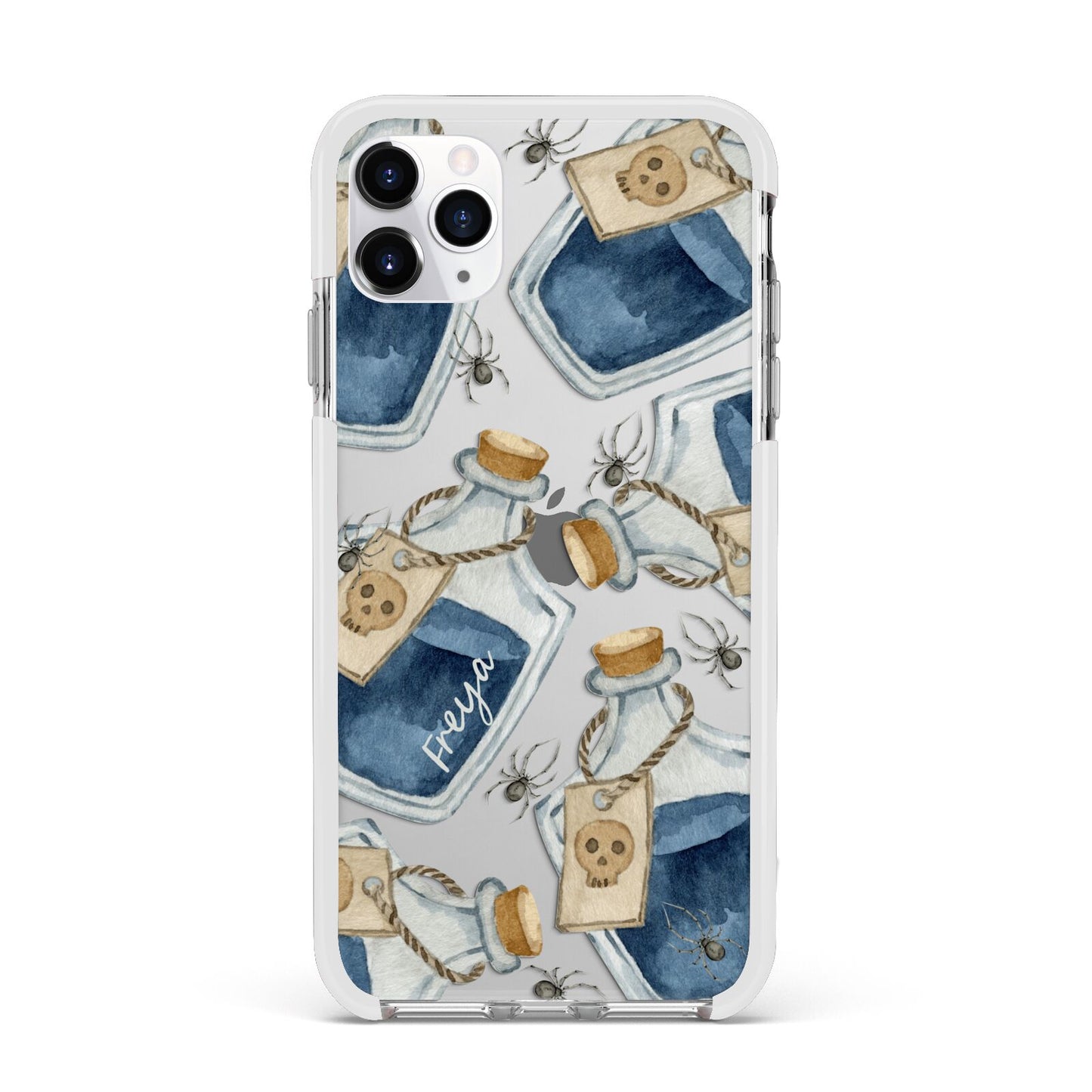 Blue Halloween Potion Apple iPhone 11 Pro Max in Silver with White Impact Case