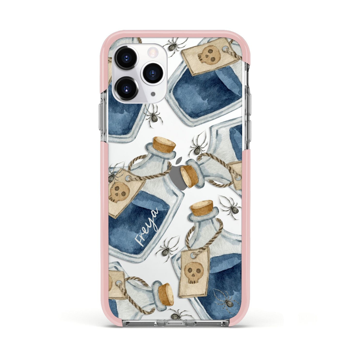 Blue Halloween Potion Apple iPhone 11 Pro in Silver with Pink Impact Case