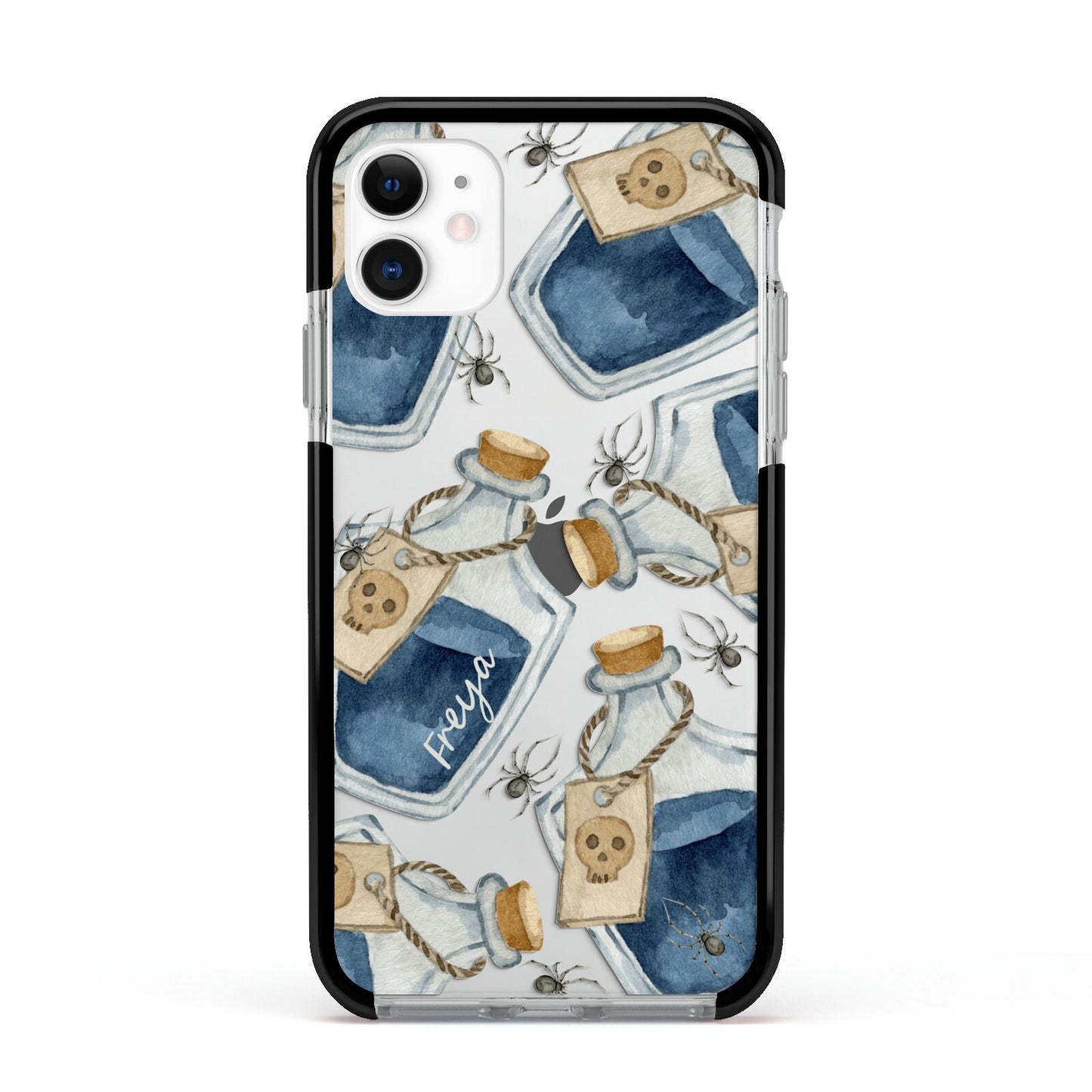 Blue Halloween Potion Apple iPhone 11 in White with Black Impact Case