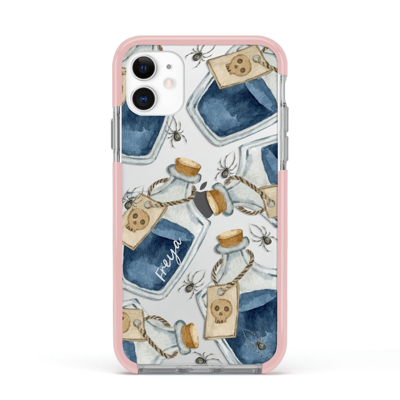 Blue Halloween Potion Apple iPhone 11 in White with Pink Impact Case