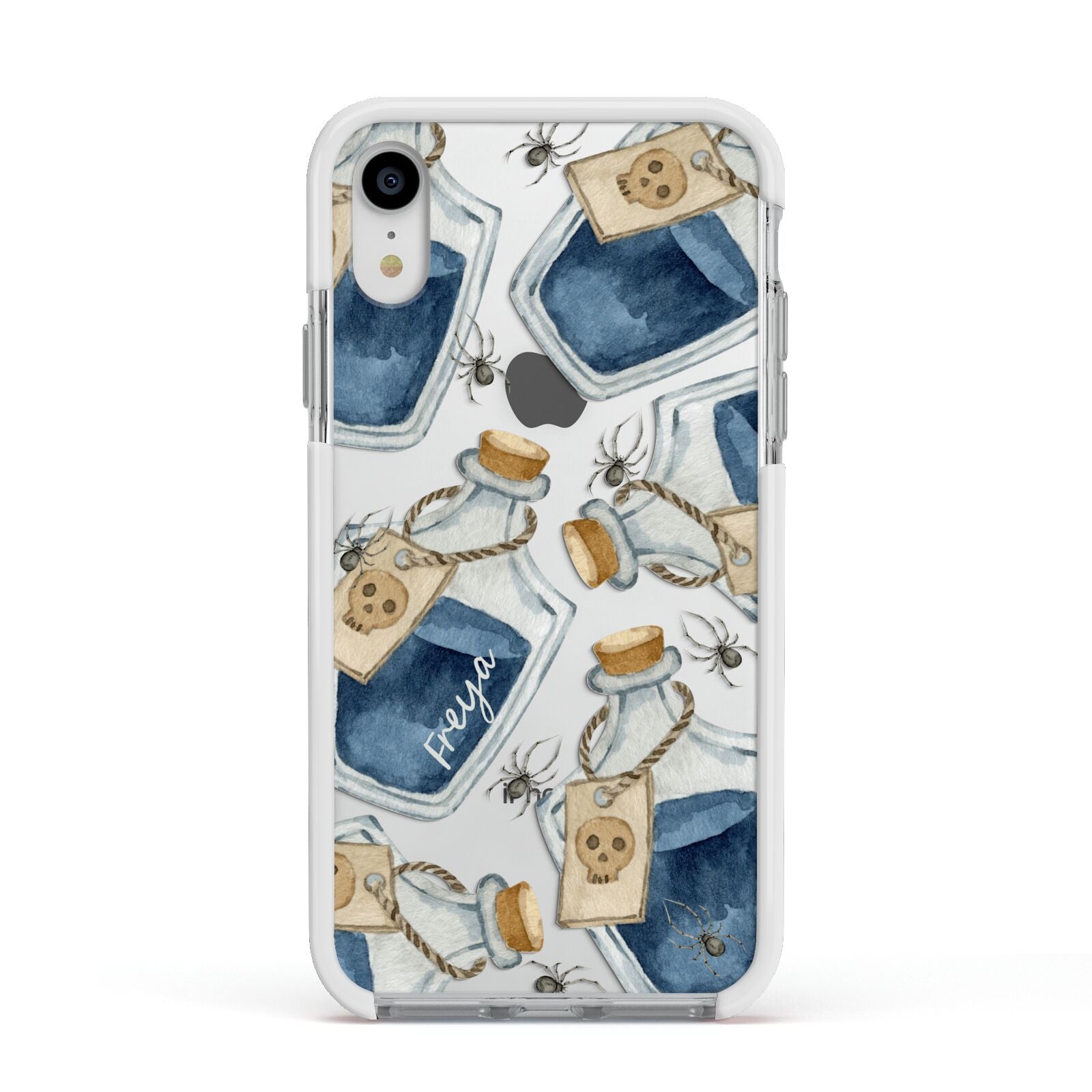 Blue Halloween Potion Apple iPhone XR Impact Case White Edge on Silver Phone