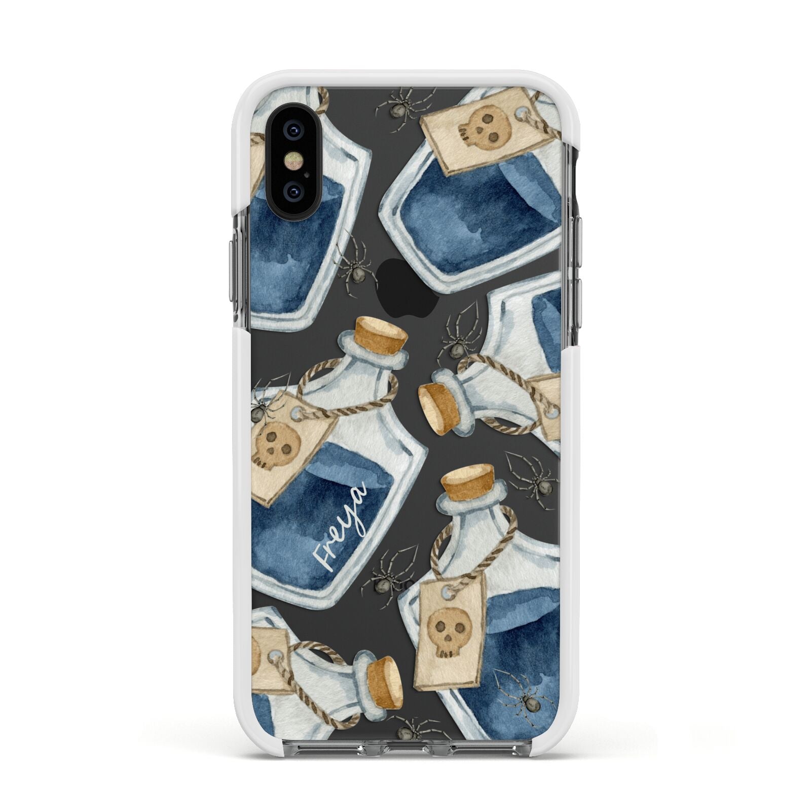 Blue Halloween Potion Apple iPhone Xs Impact Case White Edge on Black Phone