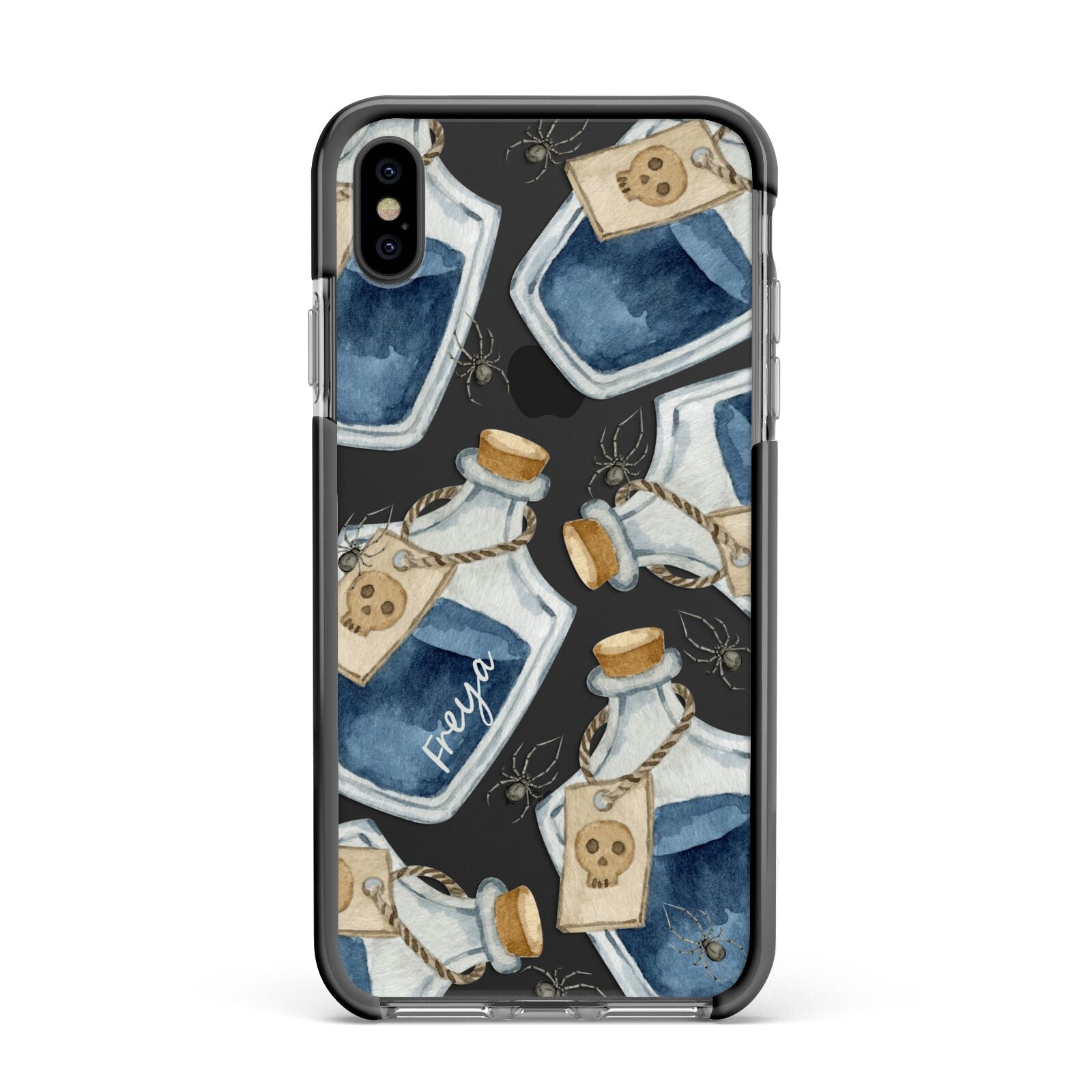 Blue Halloween Potion Apple iPhone Xs Max Impact Case Black Edge on Black Phone