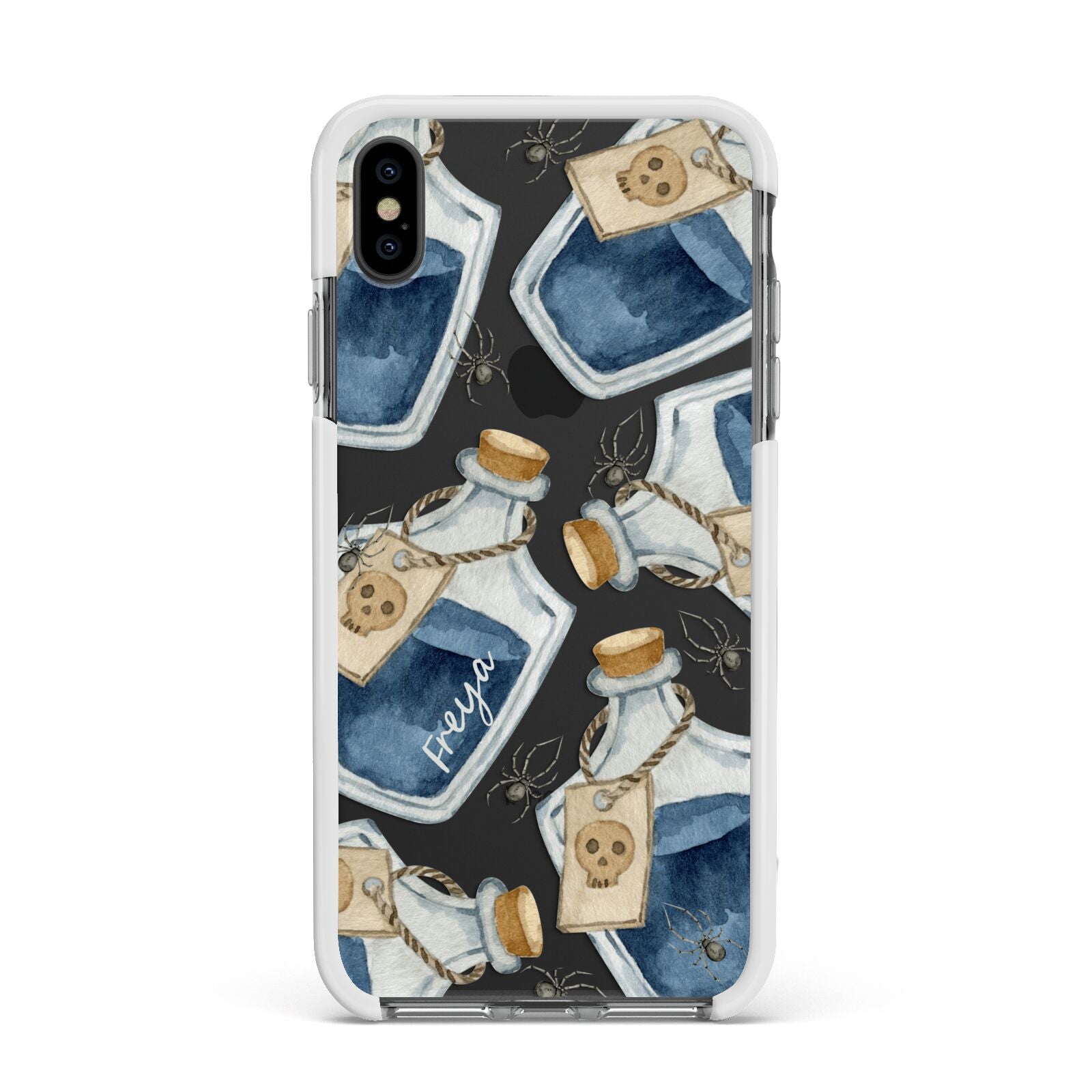 Blue Halloween Potion Apple iPhone Xs Max Impact Case White Edge on Black Phone