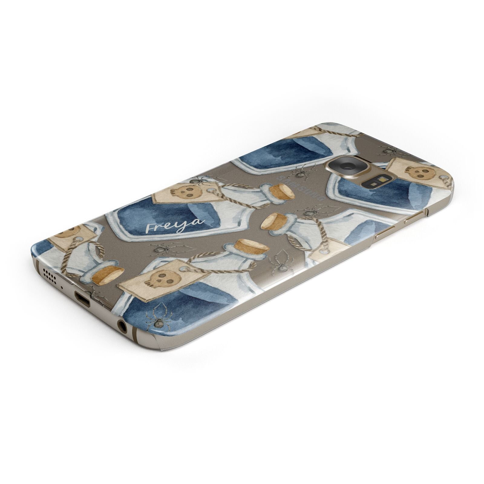 Blue Halloween Potion Protective Samsung Galaxy Case Angled Image