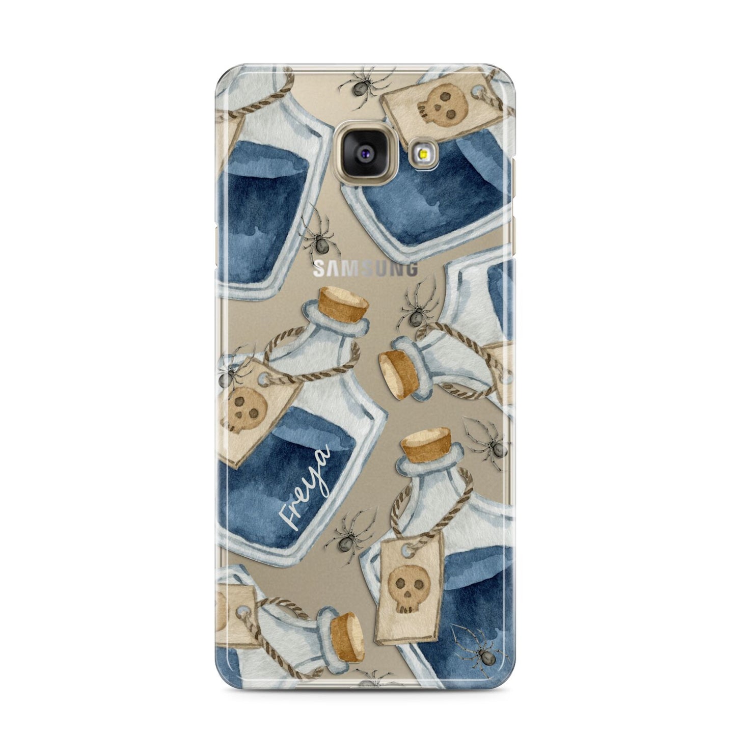 Blue Halloween Potion Samsung Galaxy A3 2016 Case on gold phone