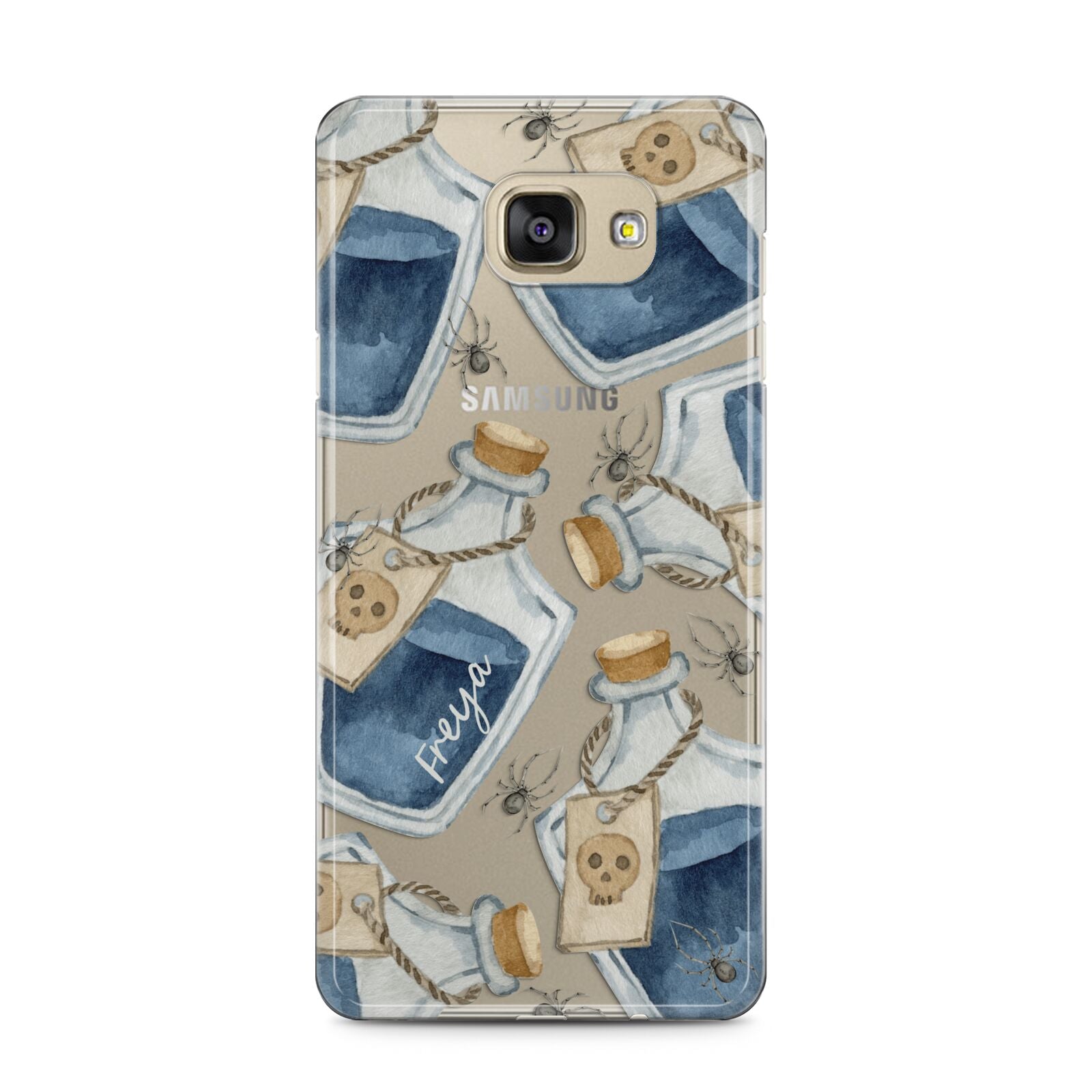 Blue Halloween Potion Samsung Galaxy A5 2016 Case on gold phone