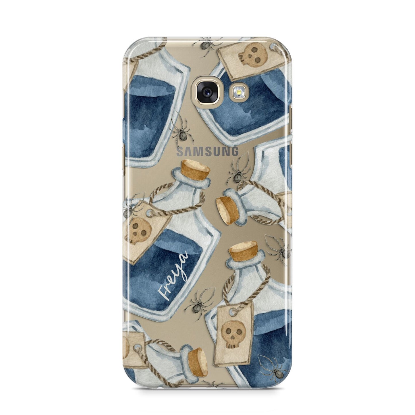 Blue Halloween Potion Samsung Galaxy A5 2017 Case on gold phone