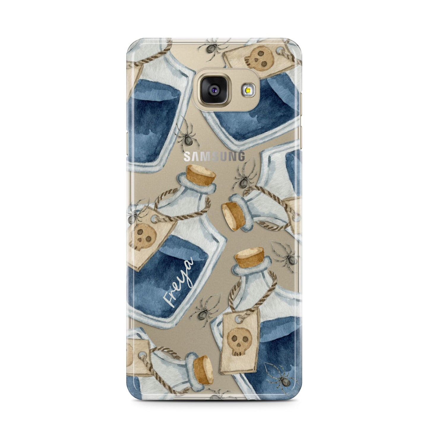 Blue Halloween Potion Samsung Galaxy A7 2016 Case on gold phone